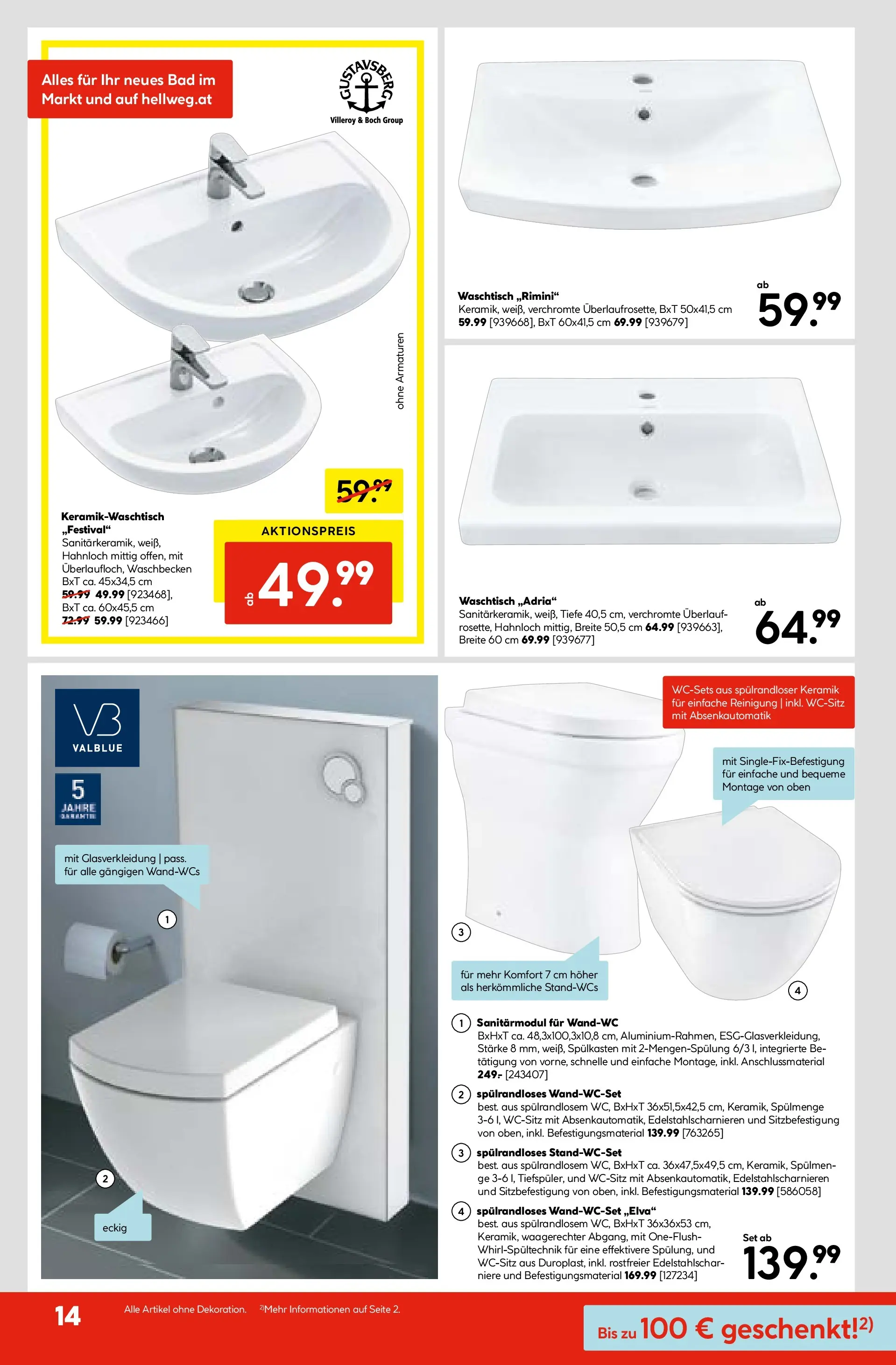 HELLWEG Raaba-Grambach von 22.10.2025 - Aktuelle Angebote | Seite: 14 | Produkte: Waschbecken, Bad