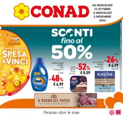 Anteprima del volantino Conad - Sconti fino al 50% valido a partire dal 22.10.2025 Anteprima del volantino Conad - Sconti fino al 50% valido a partire dal 22.10.2025