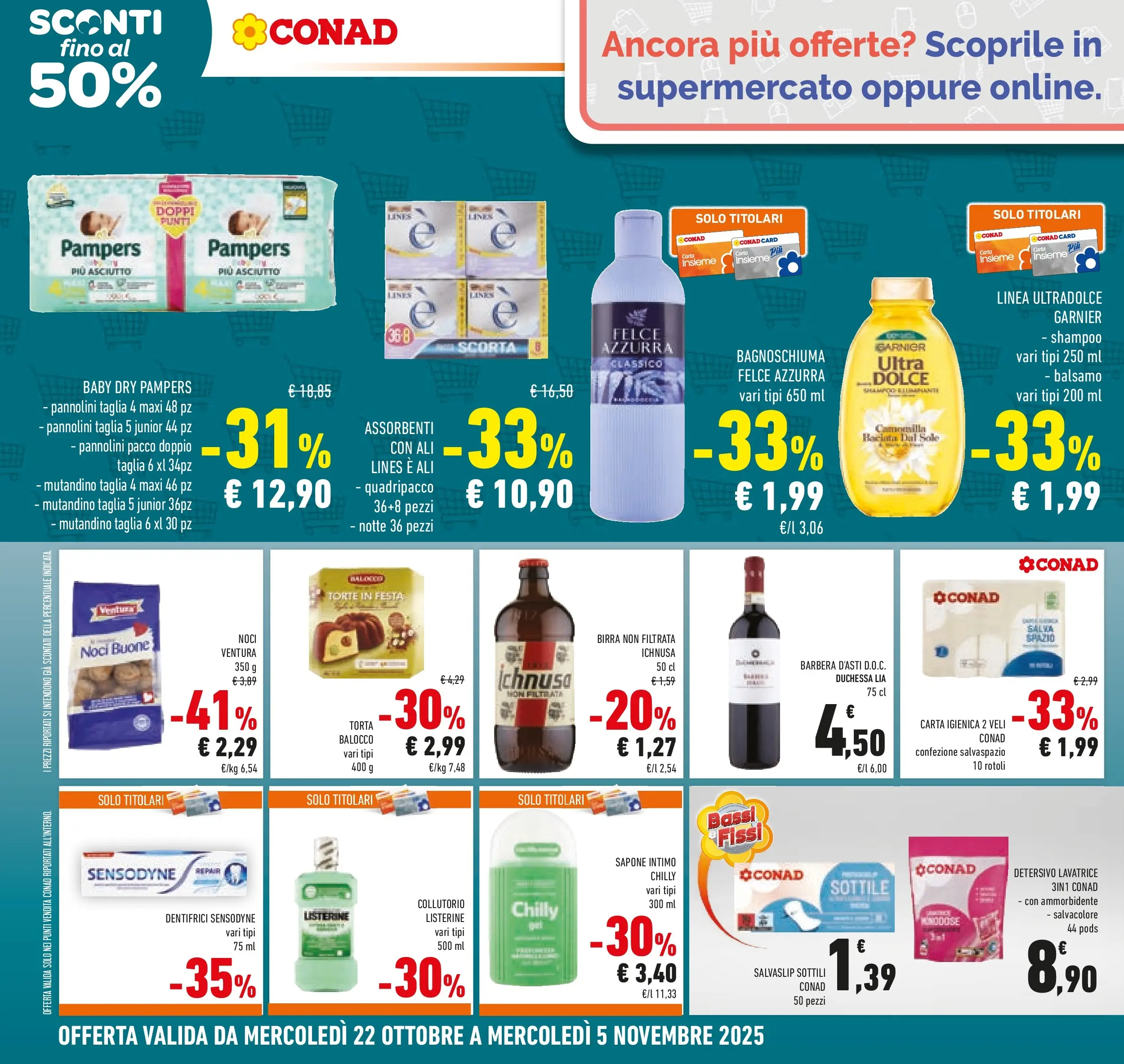 Volantino Conad dal 21/10/2025 > Anteprima | Pagina: 20 | Prodotti: Carta igienica, Sapone, Noci, Torta