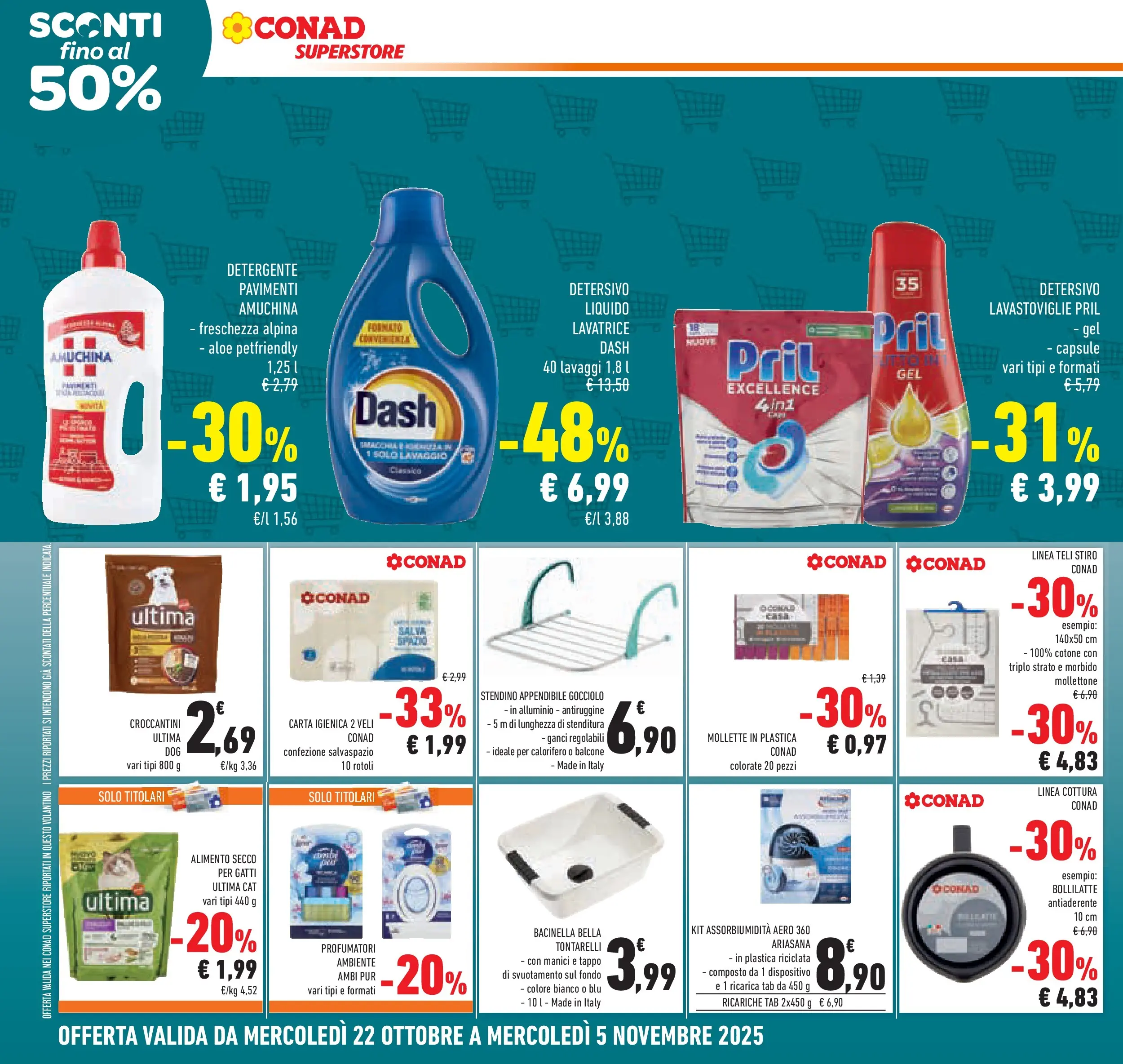 Volantino Conad dal 21/10/2025 > Anteprima | Pagina: 24 | Prodotti: Carta igienica, Detergente, Stendino, Alluminio