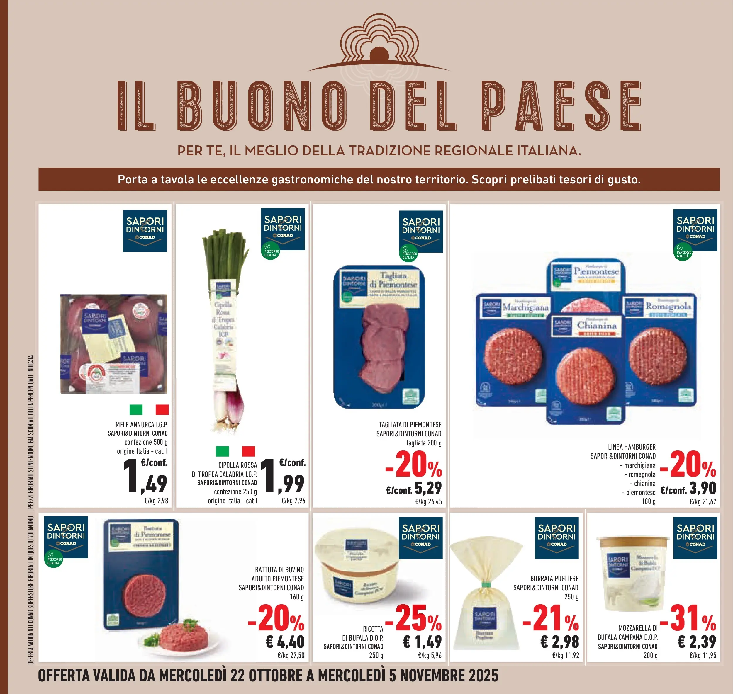 Volantino Conad dal 21/10/2025 > Anteprima | Pagina: 40 | Prodotti: Mozzarella, Ricotta, Hamburger, Burrata
