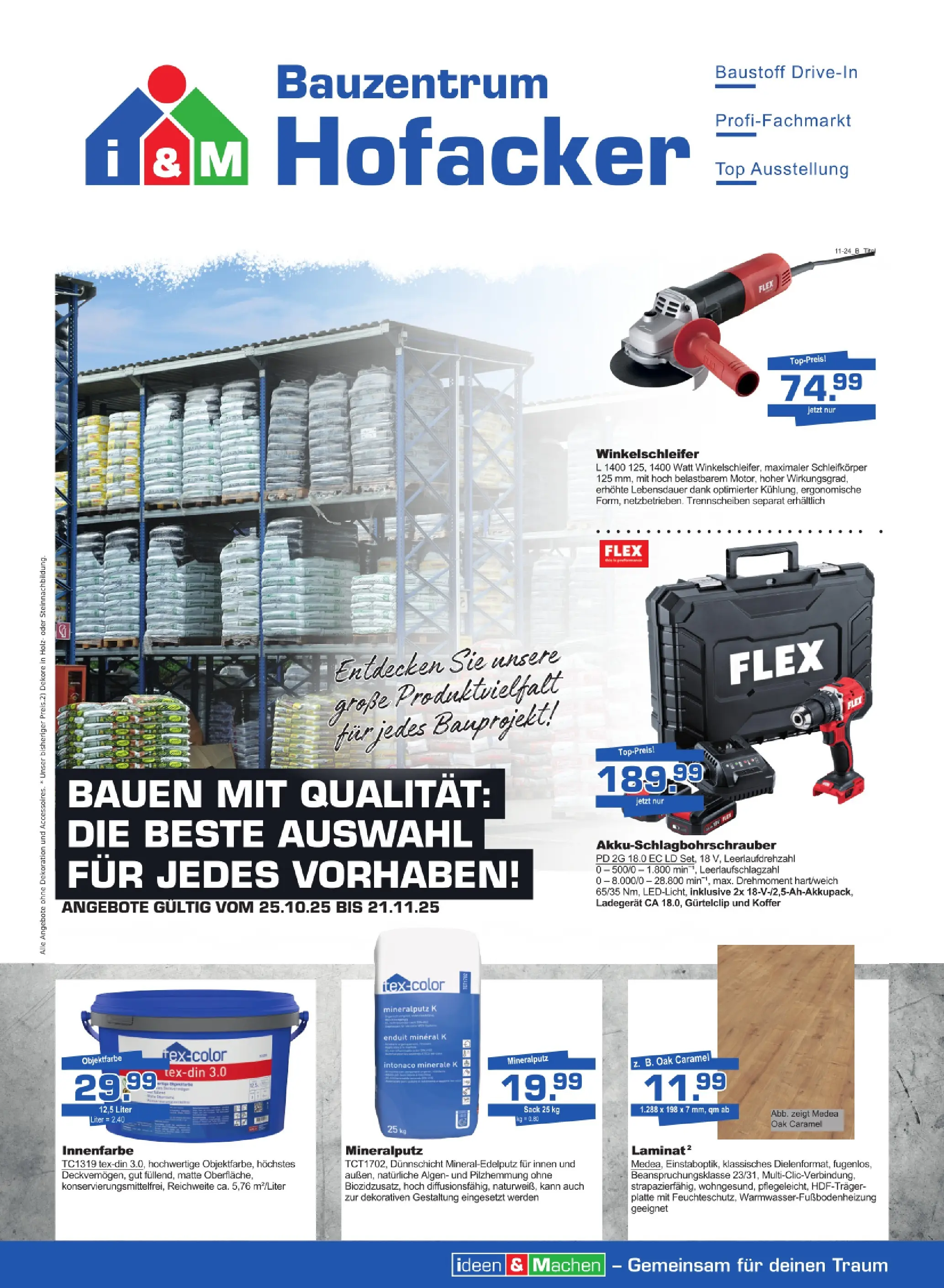 Entdecke - Bauzentrum Hofacker: Bauen mit Qualität (ab 24.10.2025) zum Blättern | Seite: 1 | Produkte: Top, Koffer, Ladegerät