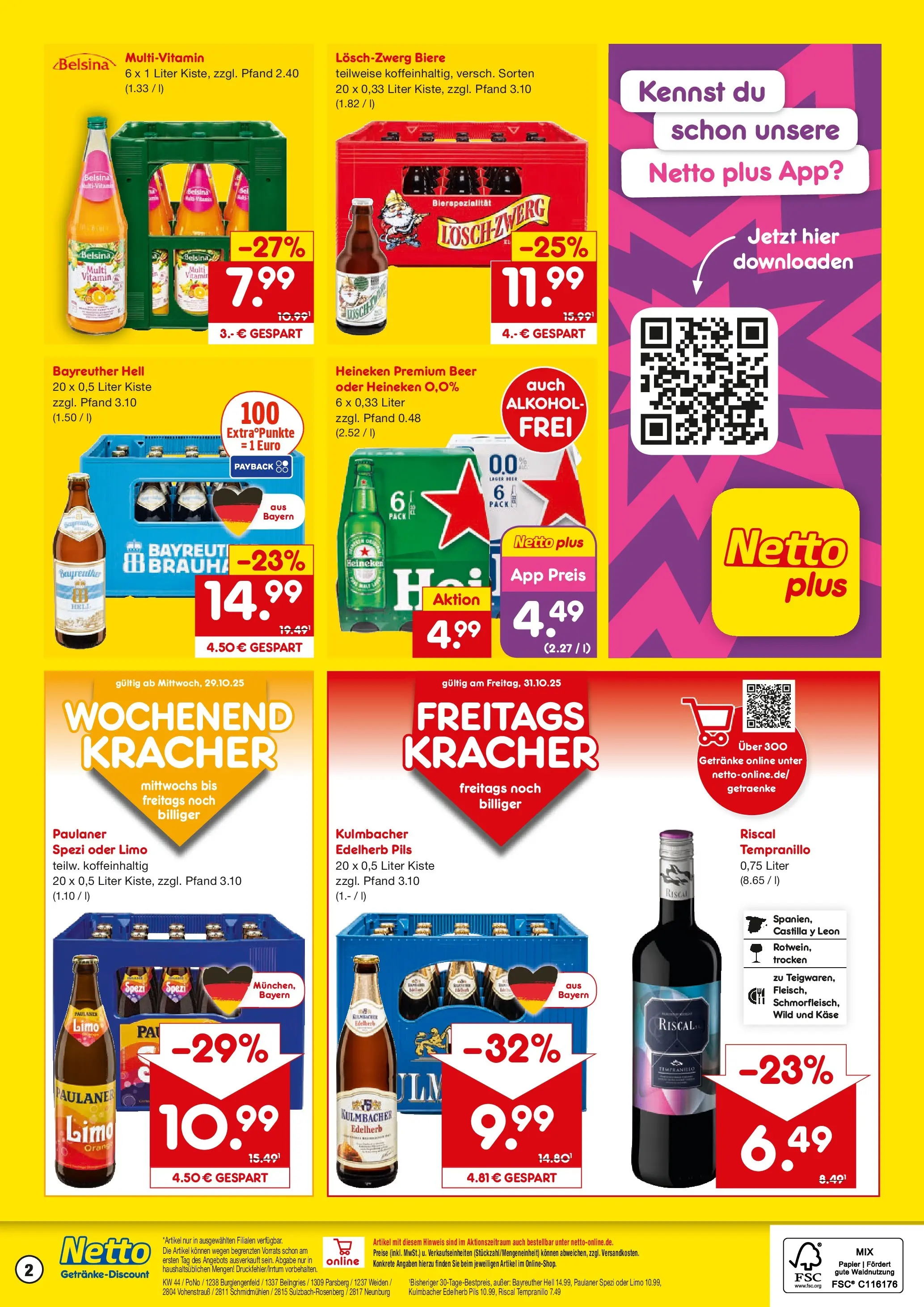 Netto Marken-Discount prospekt Sulzbach-Rosenberg	 (ab 27.10.2025) » Angebote | Seite: 2 | Produkte: Bayreuther hell, Paulaner spezi, Pils, Paulaner