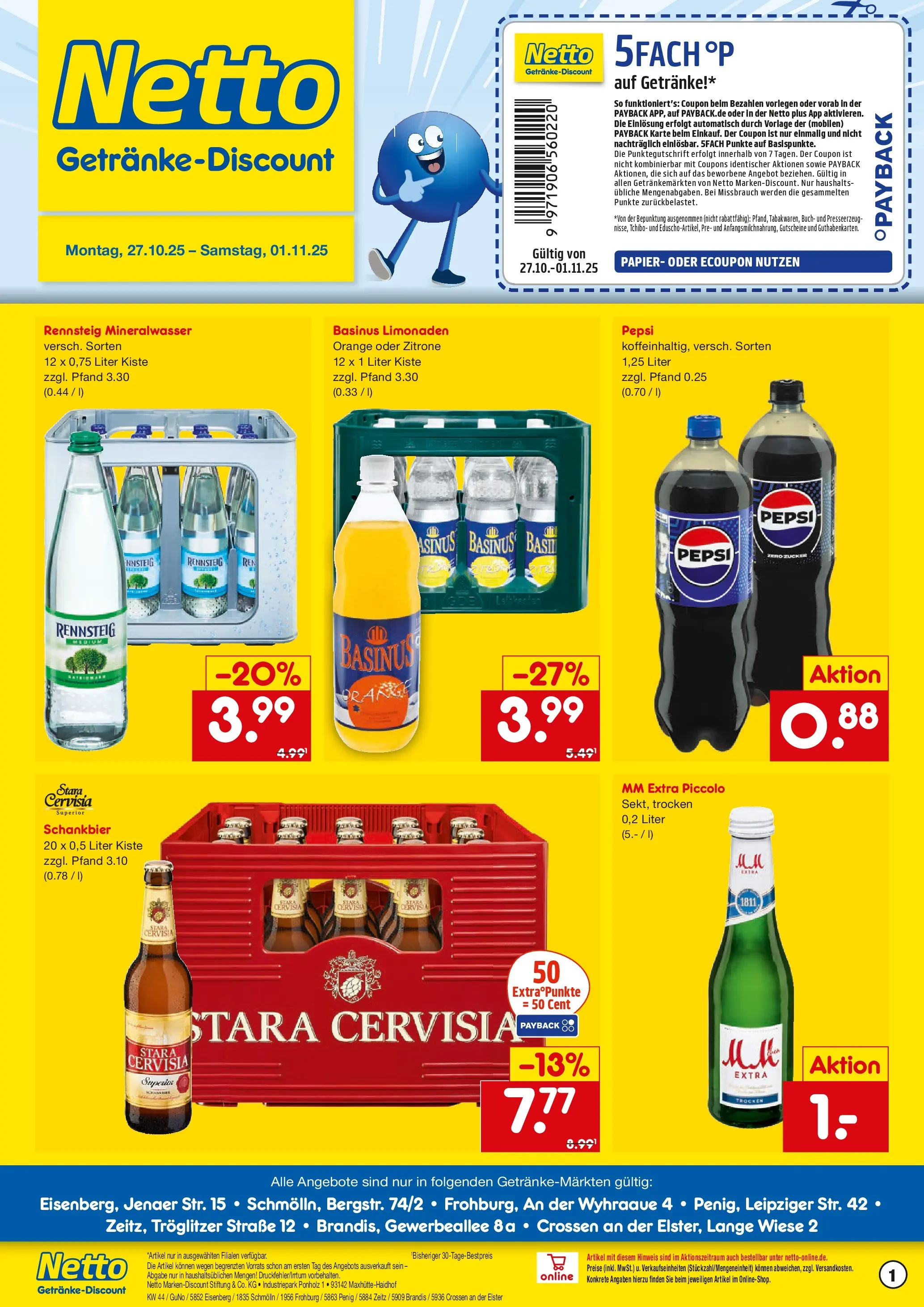 Netto Marken-Discount prospekt Penig	 (ab 27.10.2025) » Angebote | Seite: 1 | Produkte: Mineralwasser, Zitrone, Pepsi