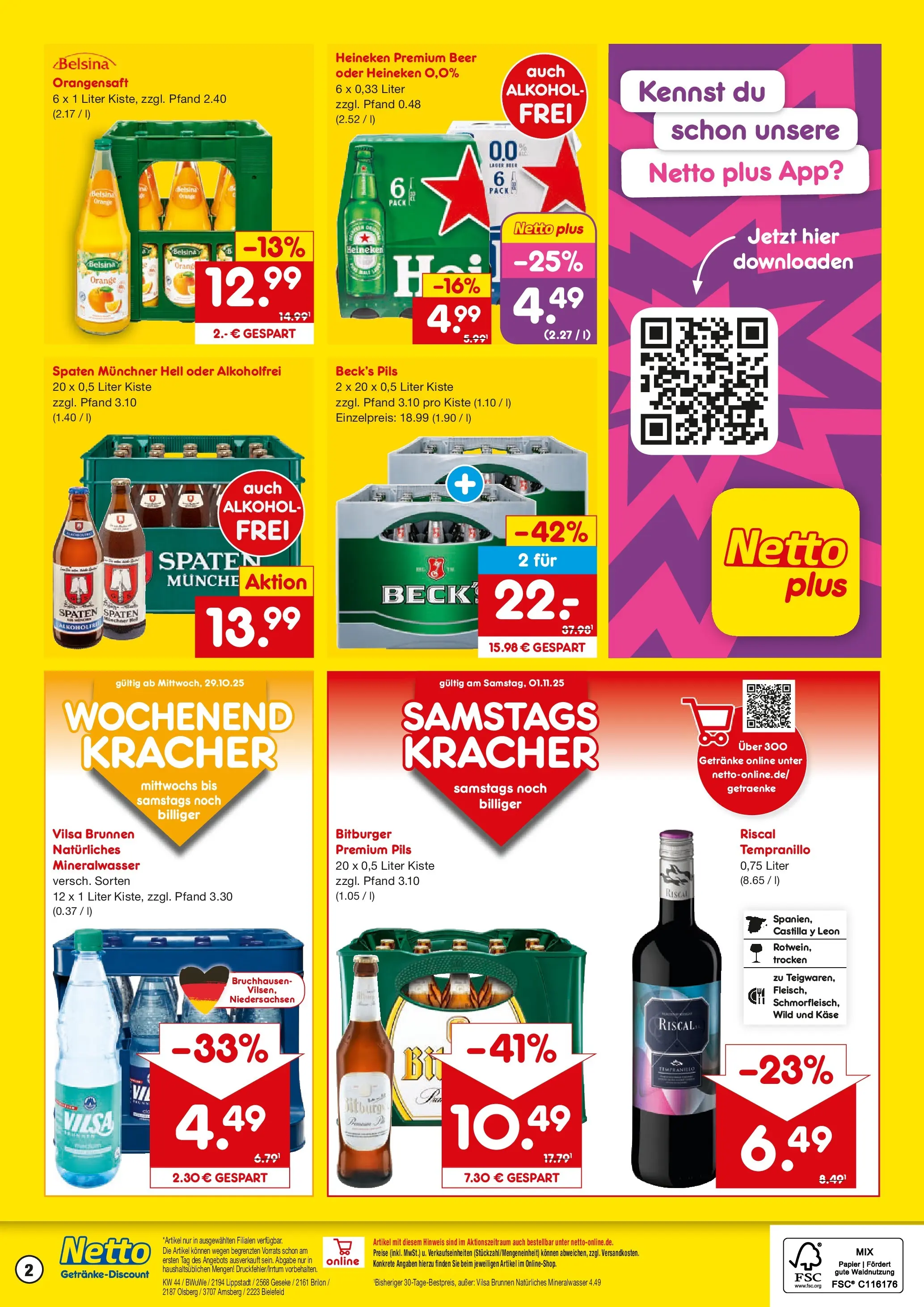 Netto Marken-Discount prospekt Brilon	 (ab 27.10.2025) » Angebote | Seite: 2 | Produkte: Bitburger, Pils, Mineralwasser, Heineken