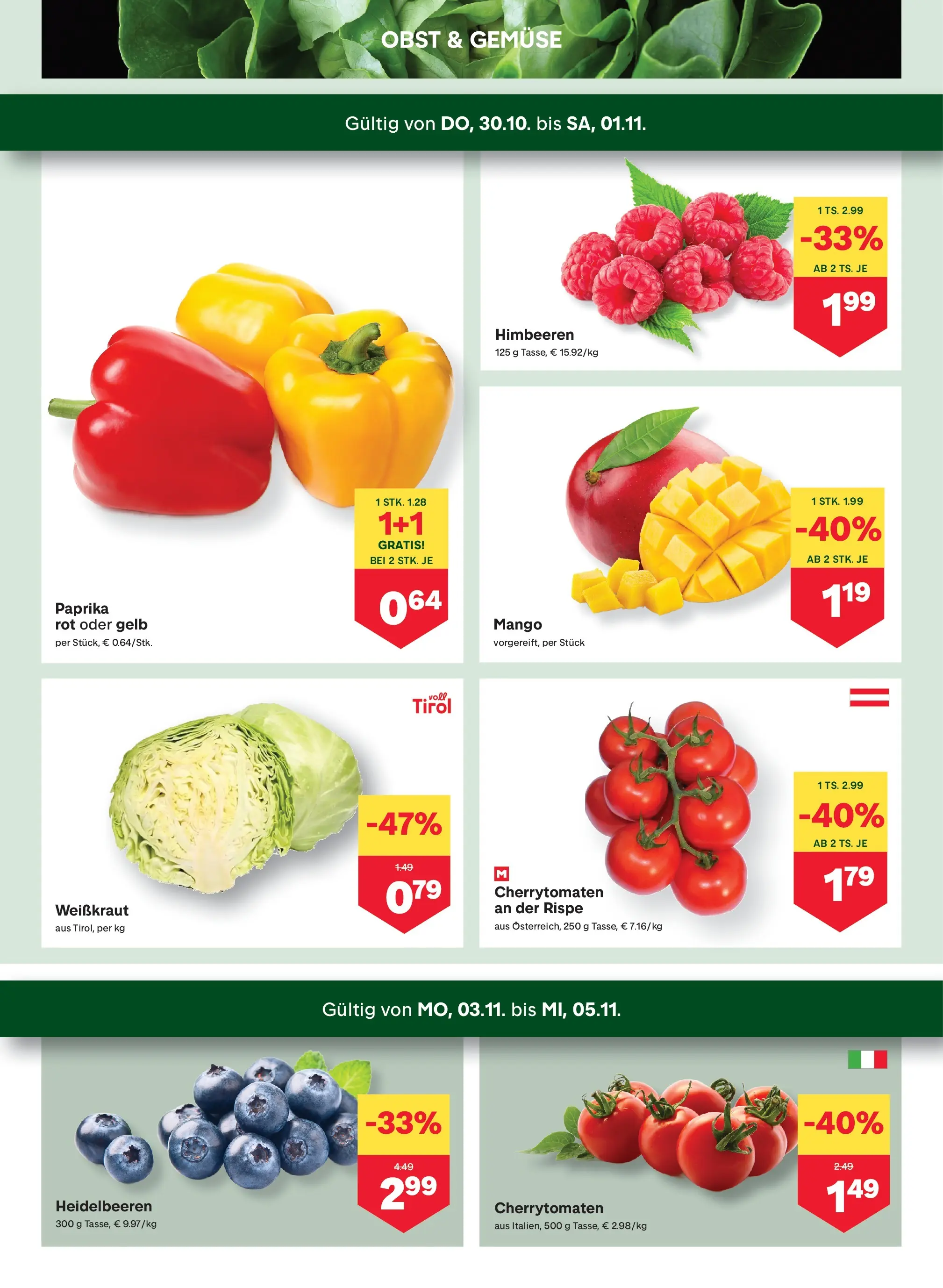 MPREIS Steyr von 29.10.2025 - Aktuelle Angebote | Seite: 2 | Produkte: Gemüse, Obst, Mango