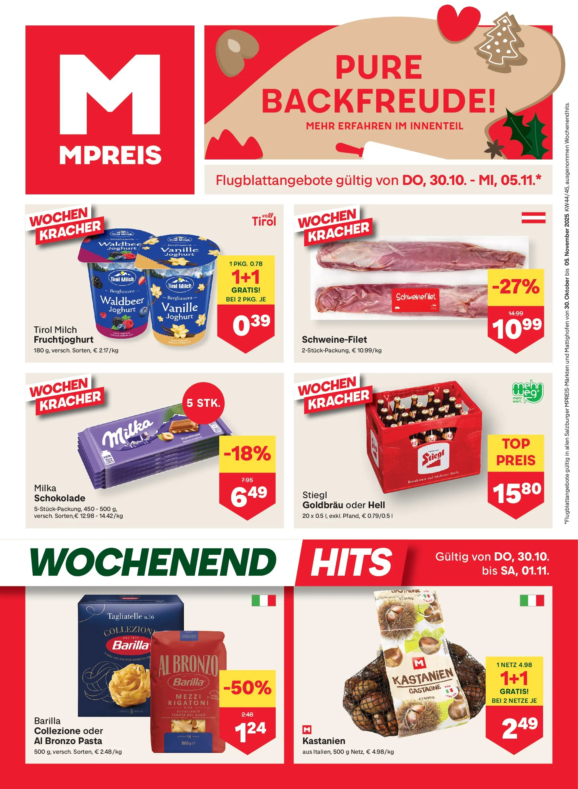 MPREIS Altenmarkt von 29.10.2025 - Aktuelle Angebote | Seite: 1 | Produkte: Pasta, Milch, Joghurt, Schokolade