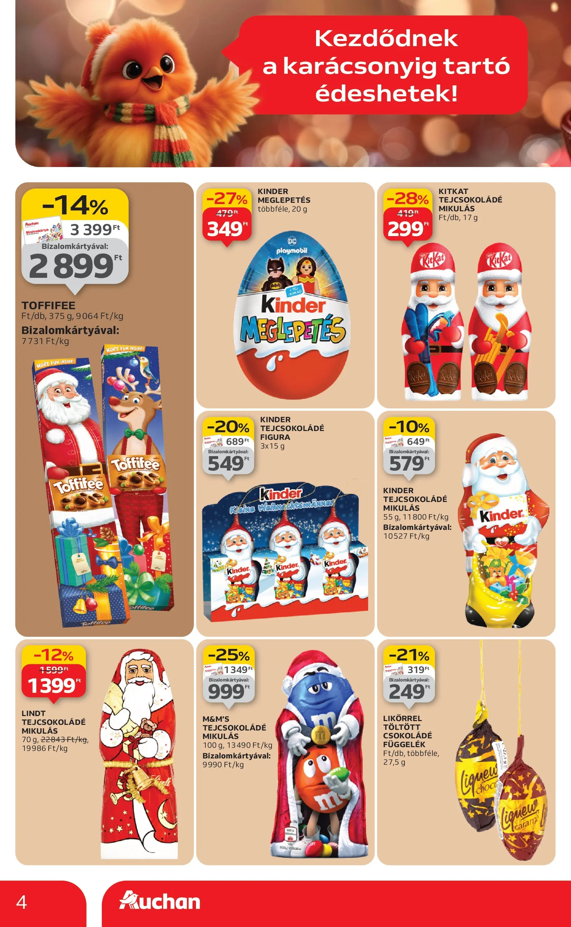 Auchan Akciós újság Miskolc - 2025.10.24. -tól/töl > akció, lapozható szórólap 🛍️ | Oldal: 4 | Termékek: Tejcsokoládé, Toffifee, Csokoládé