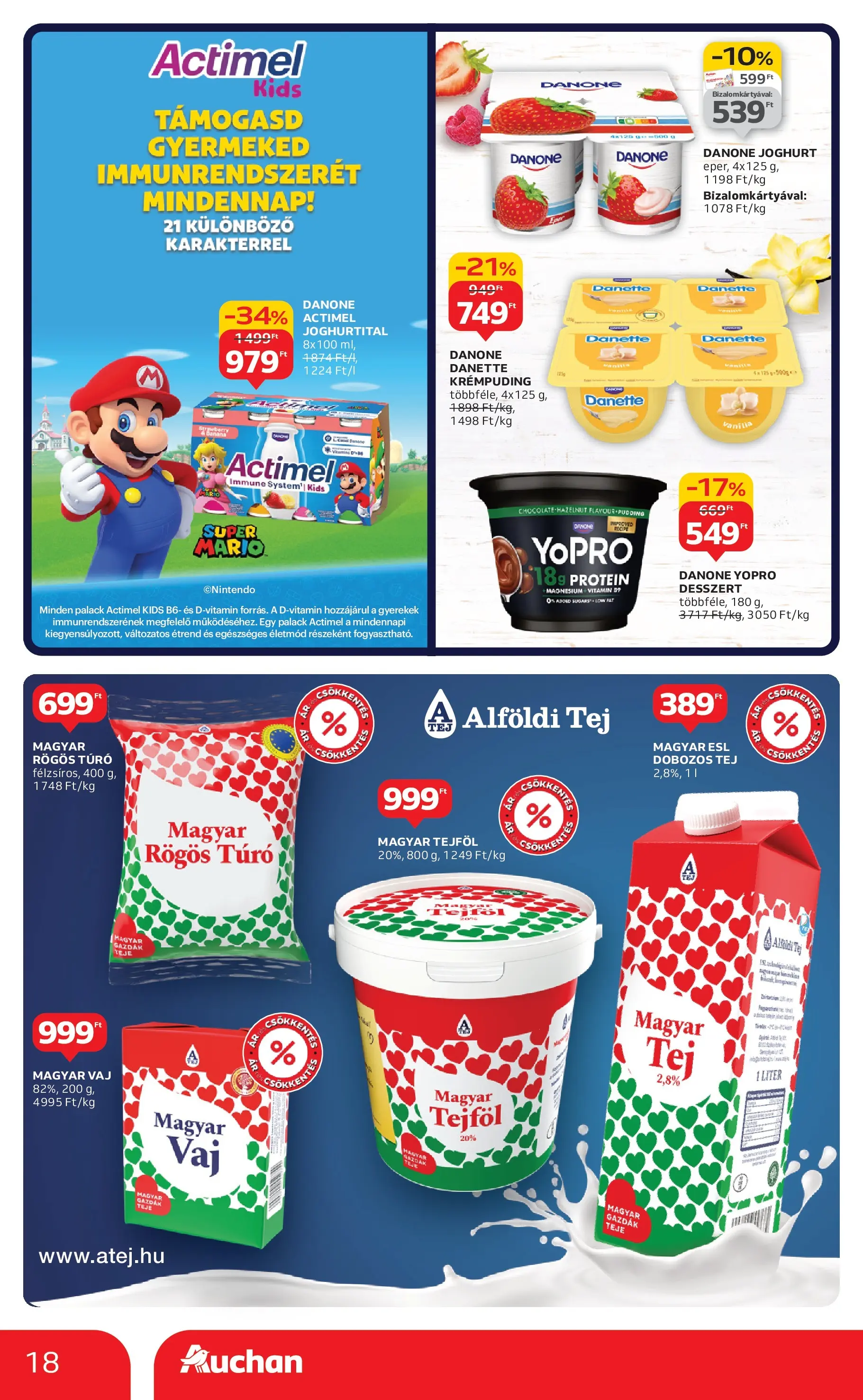Auchan Akciós újság Miskolc - 2025.10.24. -tól/töl > akció, lapozható szórólap 🛍️ | Oldal: 18 | Termékek: Actimel, Rögös túró, Protein, Túró
