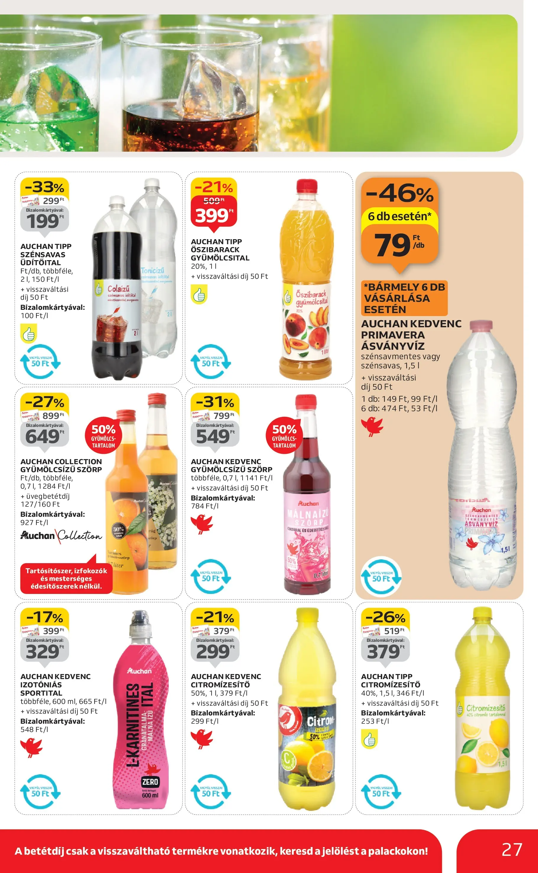 Auchan Akciós újság Miskolc - 2025.10.24. -tól/töl > akció, lapozható szórólap 🛍️ | Oldal: 27 | Termékek: Szörp, Őszibarack, Málna, Gyümölcs
