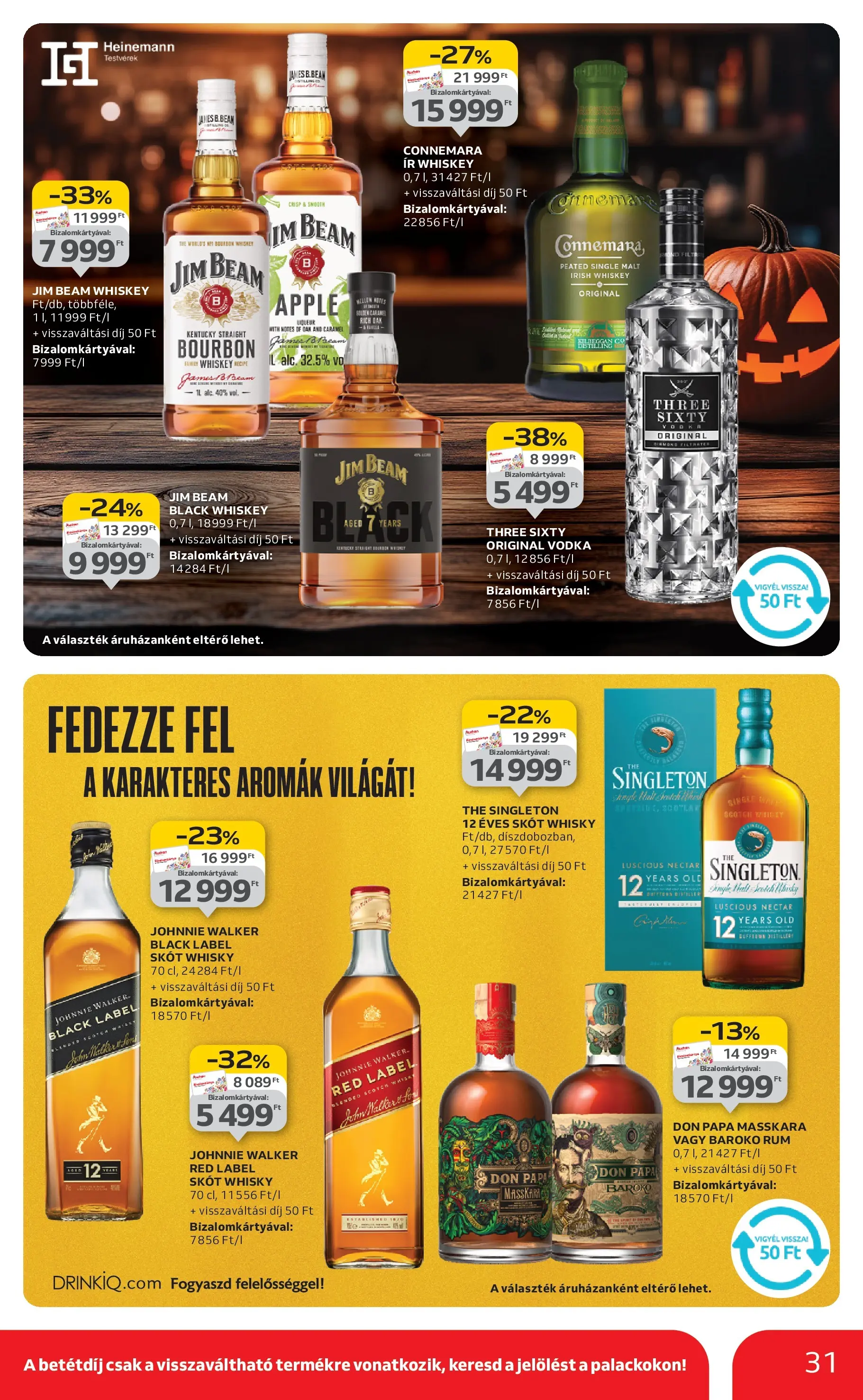 Auchan Akciós újság Miskolc - 2025.10.24. -tól/töl > akció, lapozható szórólap 🛍️ | Oldal: 31 | Termékek: Whiskey, Bourbon, Rum, Whisky
