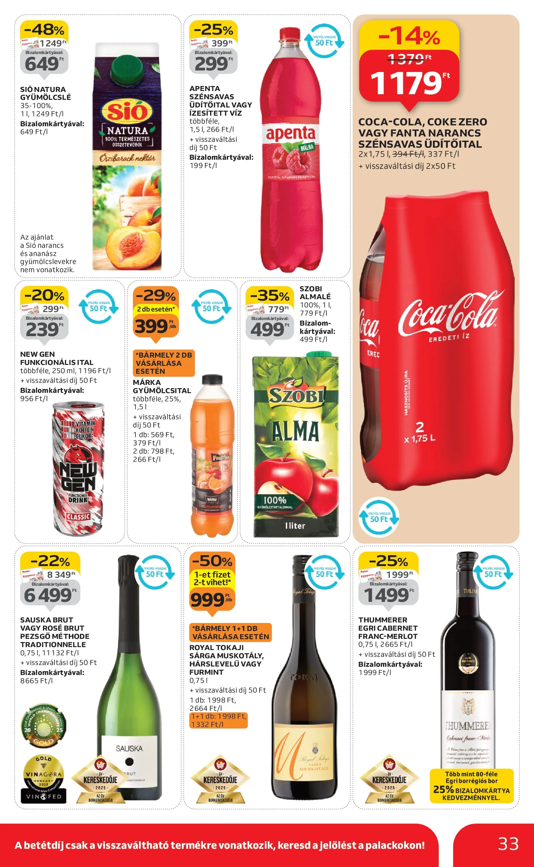 Auchan Akciós újság Miskolc - 2025.10.24. -tól/töl > akció, lapozható szórólap 🛍️ | Oldal: 33 | Termékek: Gyümölcsital, Fanta, Ananász, Almalé