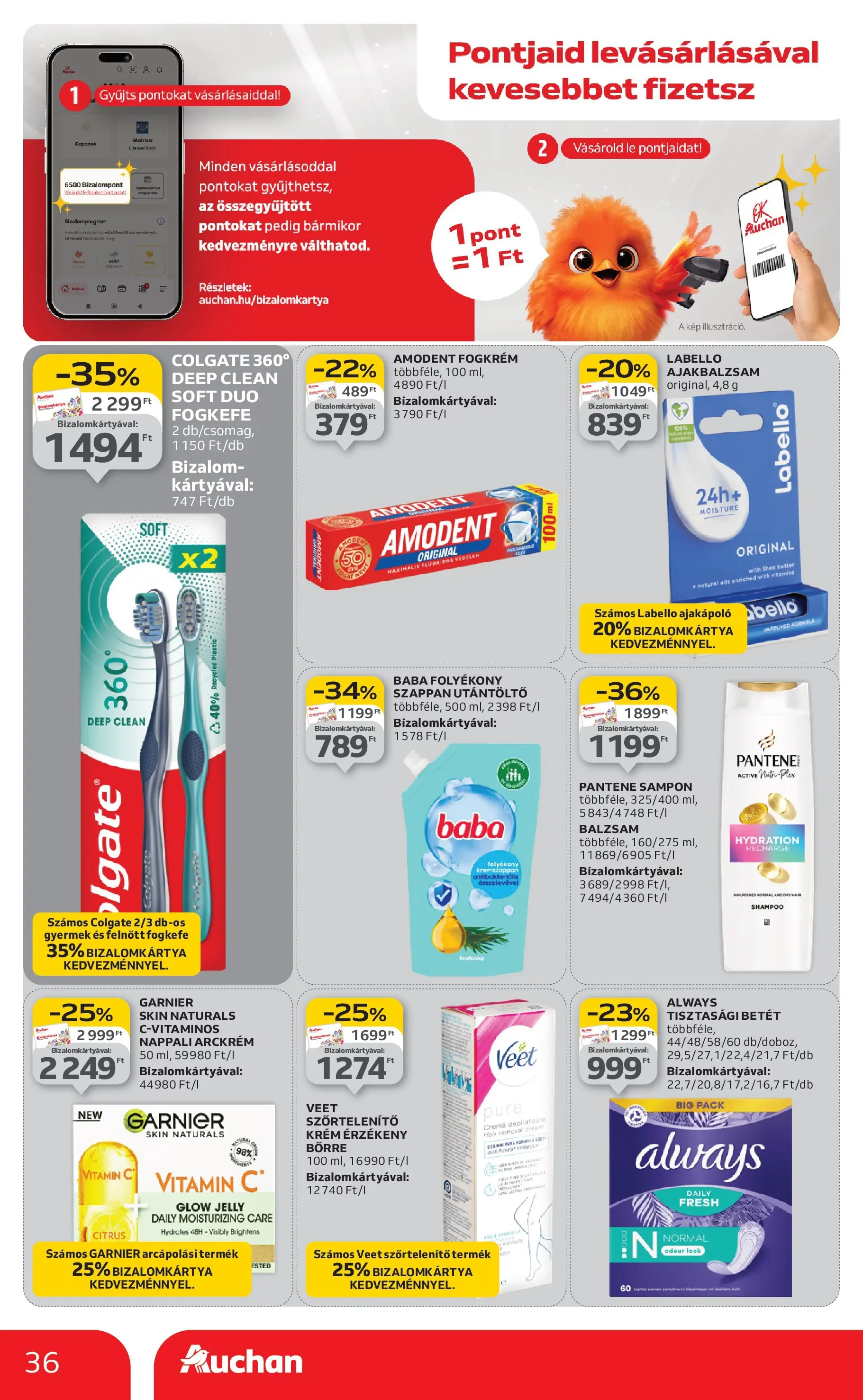 Auchan Akciós újság Miskolc - 2025.10.24. -tól/töl > akció, lapozható szórólap 🛍️ | Oldal: 36 | Termékek: Arckrém, Tisztasági betét, Szőrtelenítő, Vitamin c