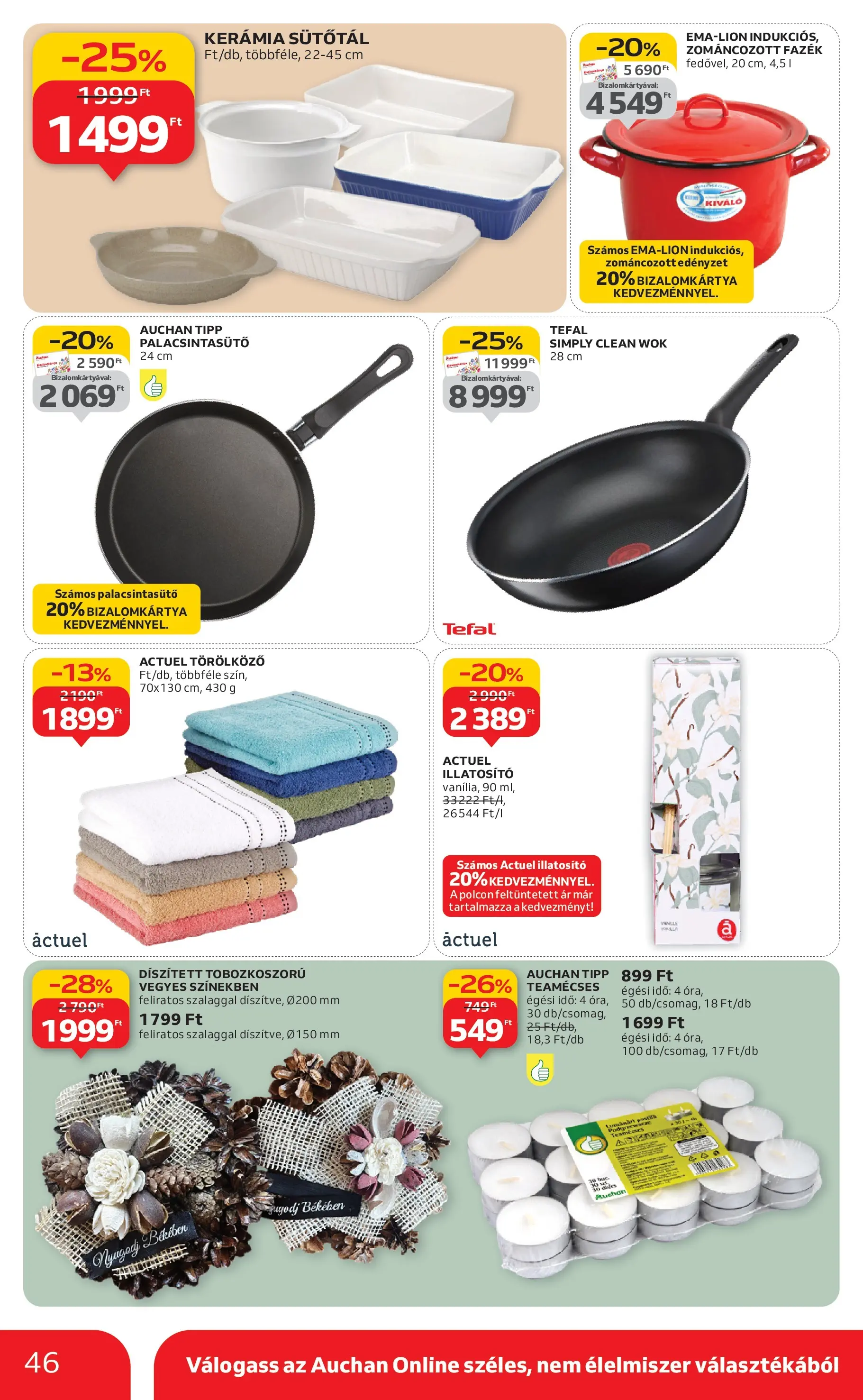Auchan Akciós újság Miskolc - 2025.10.24. -tól/töl > akció, lapozható szórólap 🛍️ | Oldal: 46 | Termékek: Törölköző, Tefal, Teamécses