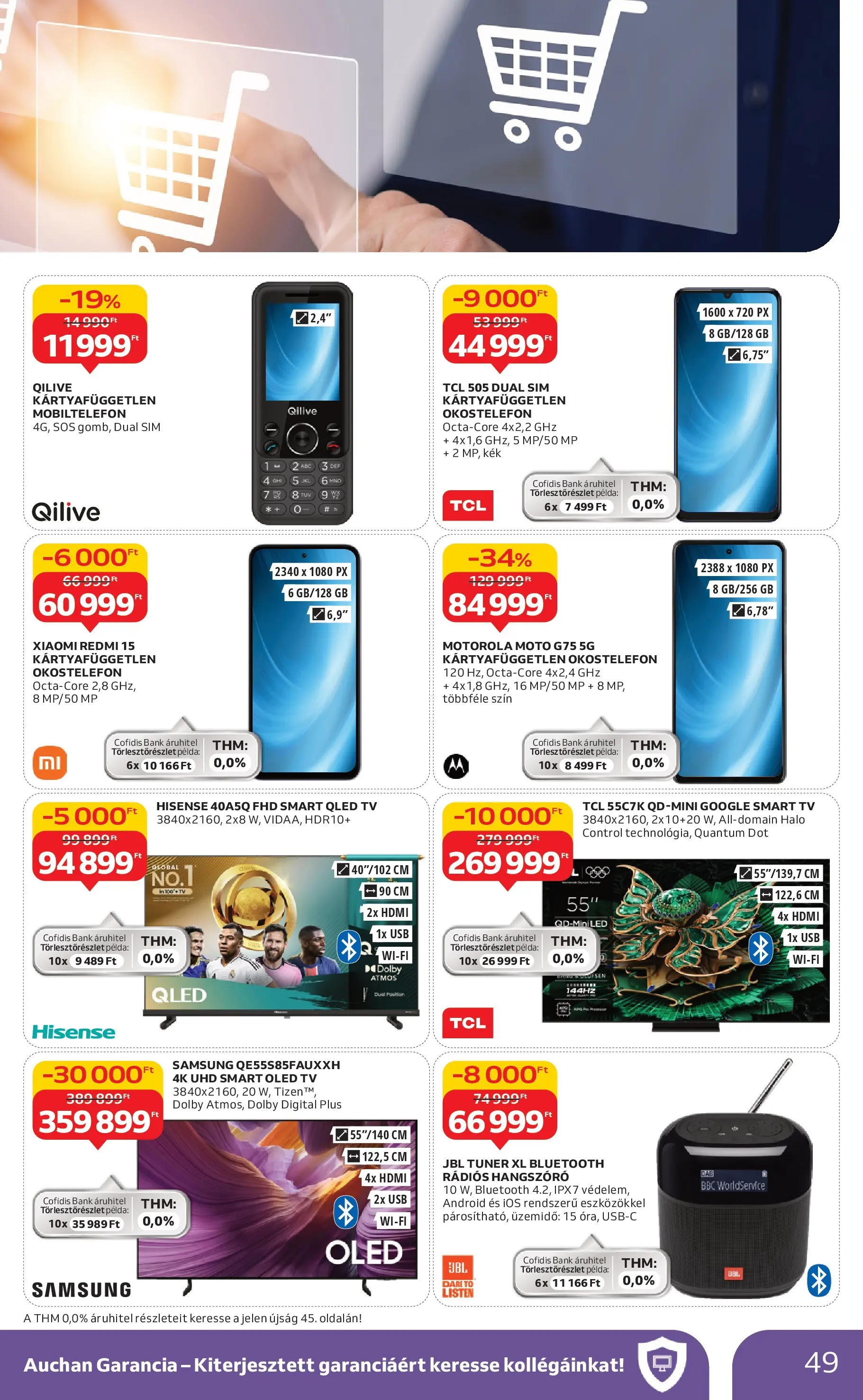 Auchan Akciós újság Miskolc - 2025.10.24. -tól/töl > akció, lapozható szórólap 🛍️ | Oldal: 49 | Termékek: Hangszóró, TV, Smart tv, Samsung