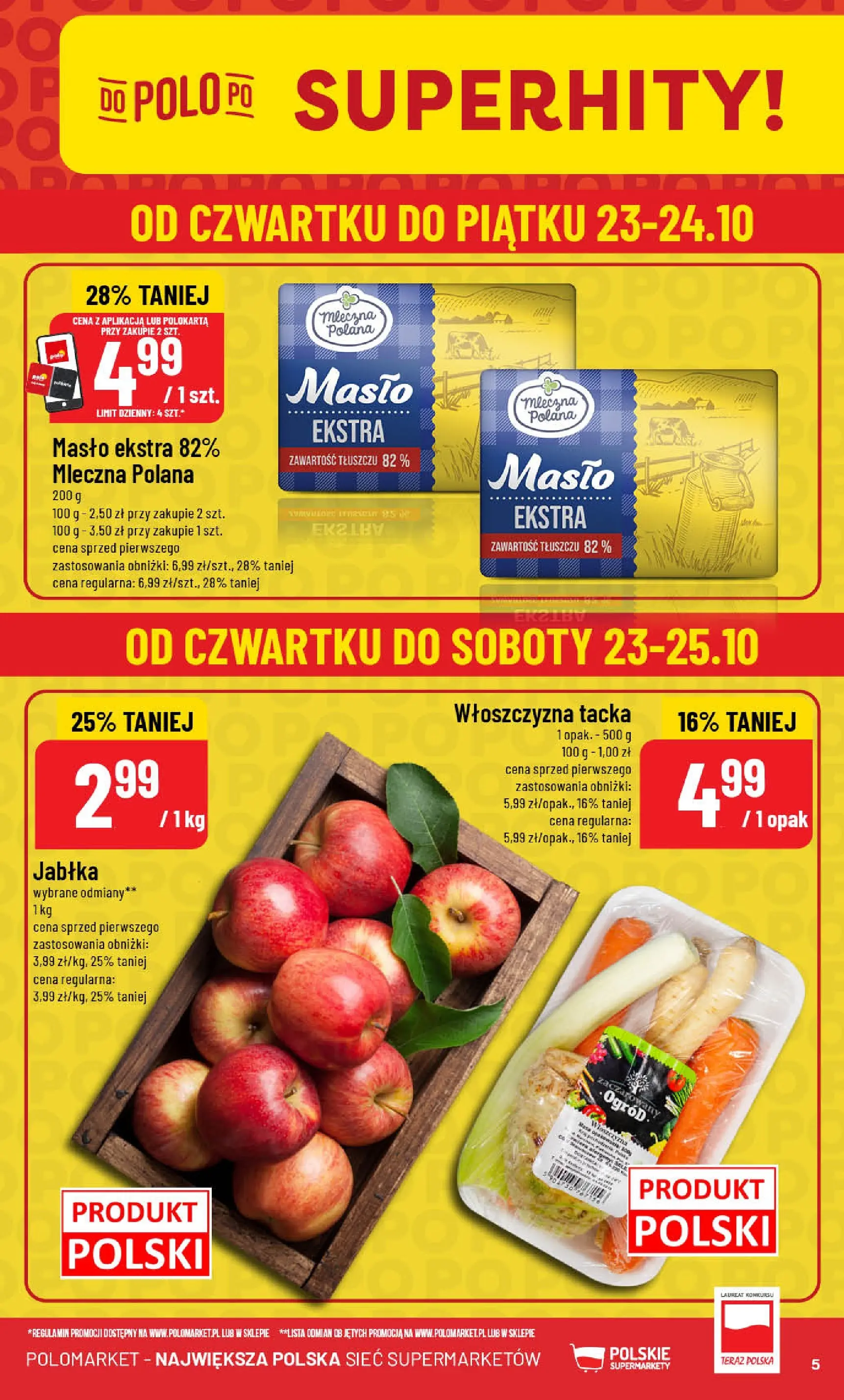 POLOmarket gazetka od jutra (22.10.2025) - Nowa PDF | Strona: 5 | Produkty: Masło, Jabłka