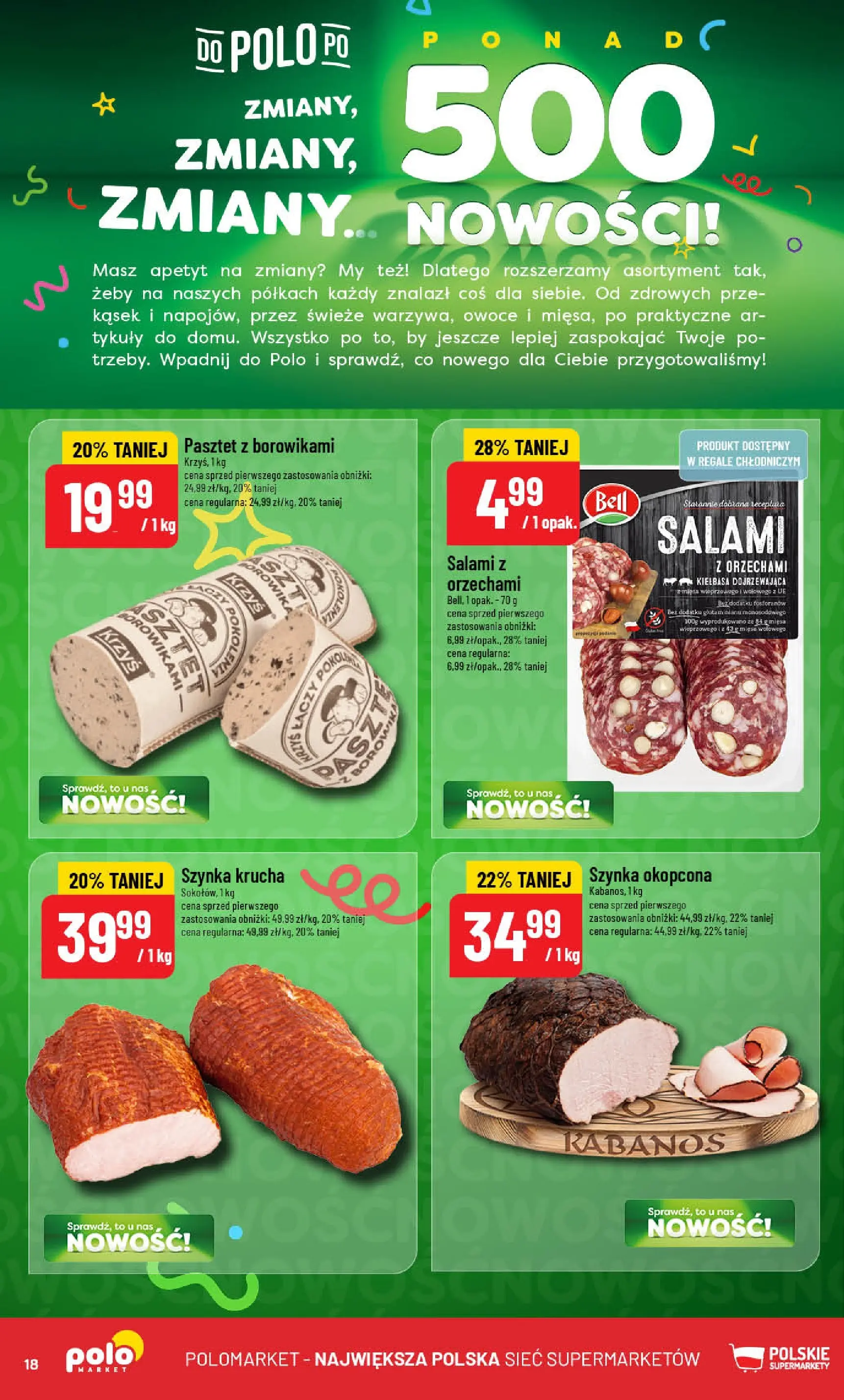 POLOmarket gazetka od jutra (22.10.2025) - Nowa PDF | Strona: 18 | Produkty: Kiełbasa, Bell, Szynka, Owoce