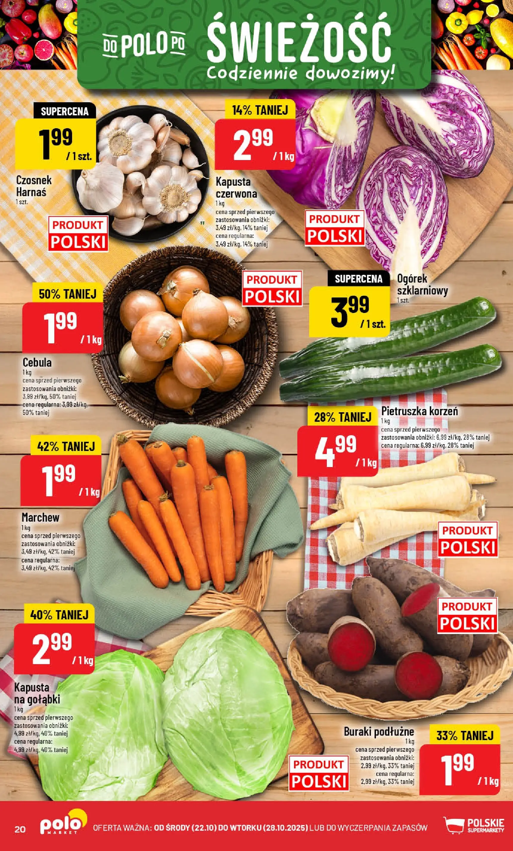 POLOmarket gazetka od jutra (22.10.2025) - Nowa PDF | Strona: 20 | Produkty: Kapusta, Pietruszka, Buraki, Harnaś