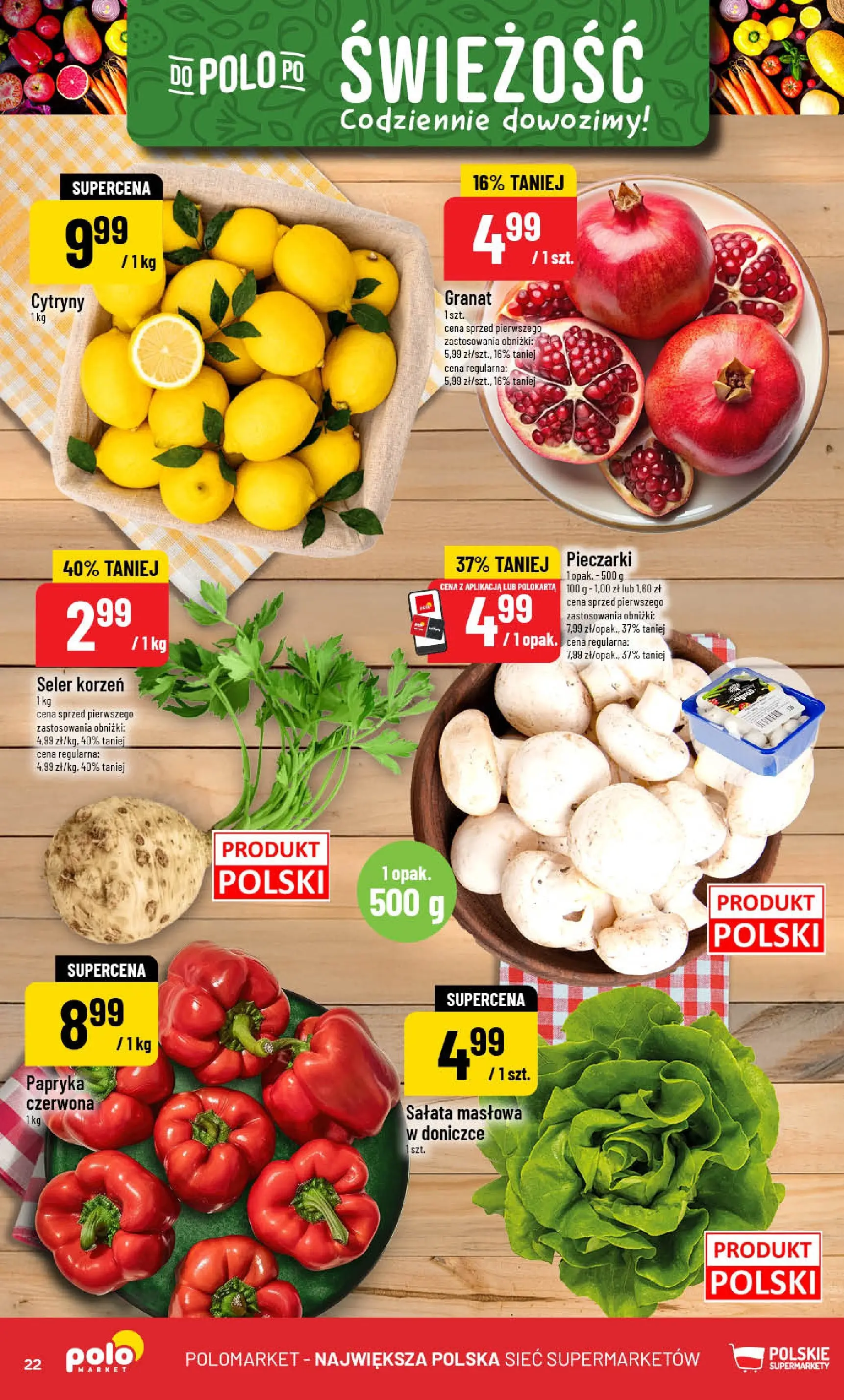 POLOmarket gazetka od jutra (22.10.2025) - Nowa PDF | Strona: 22 | Produkty: Pieczarki, Cytryny, Papryka