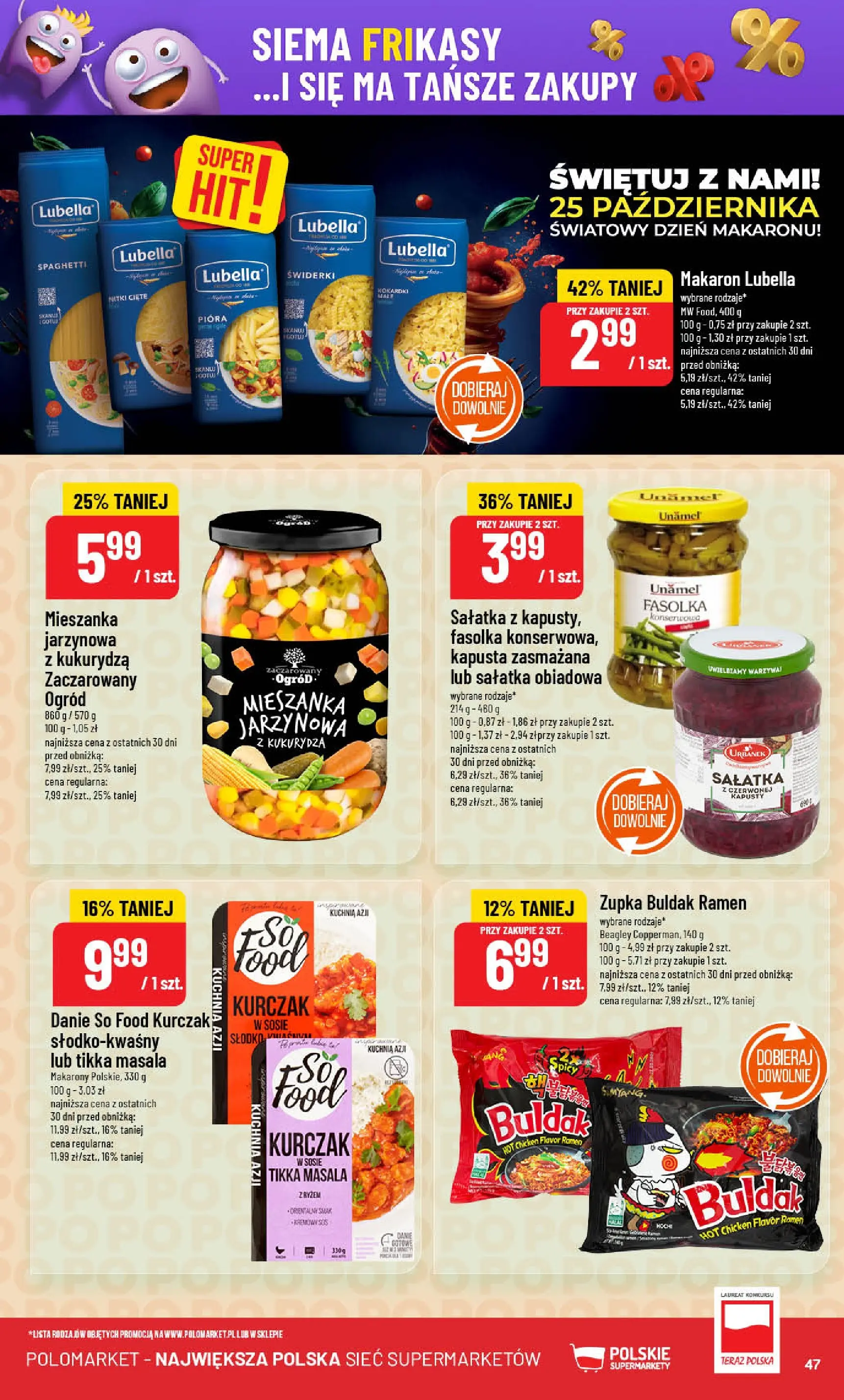 POLOmarket gazetka od jutra (22.10.2025) - Nowa PDF | Strona: 47 | Produkty: Kapusta, Kukurydza, Makaron, Sałatka
