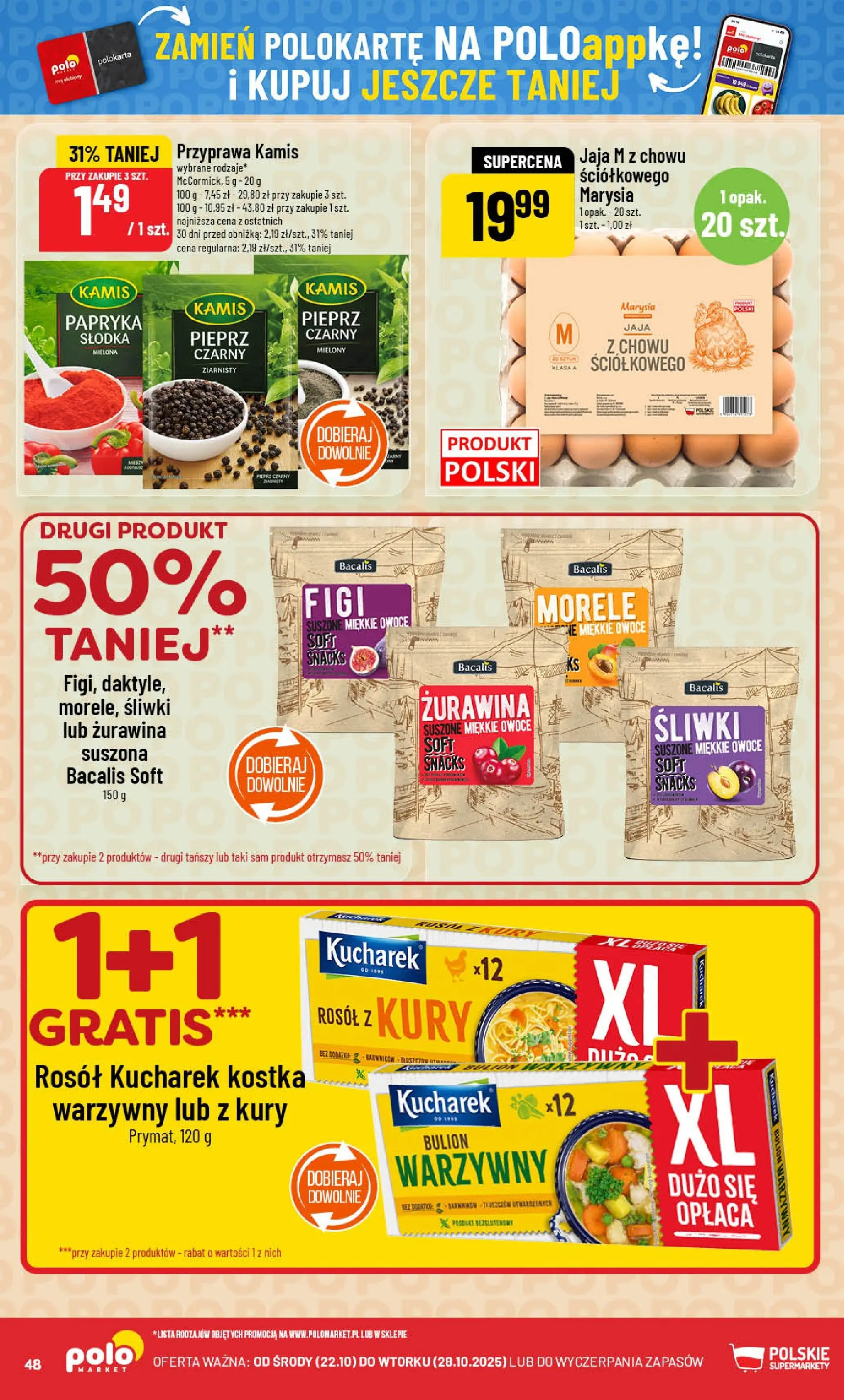 POLOmarket gazetka od jutra (22.10.2025) - Nowa PDF | Strona: 48 | Produkty: Śliwki, Owoce, Jaja, Pieprz