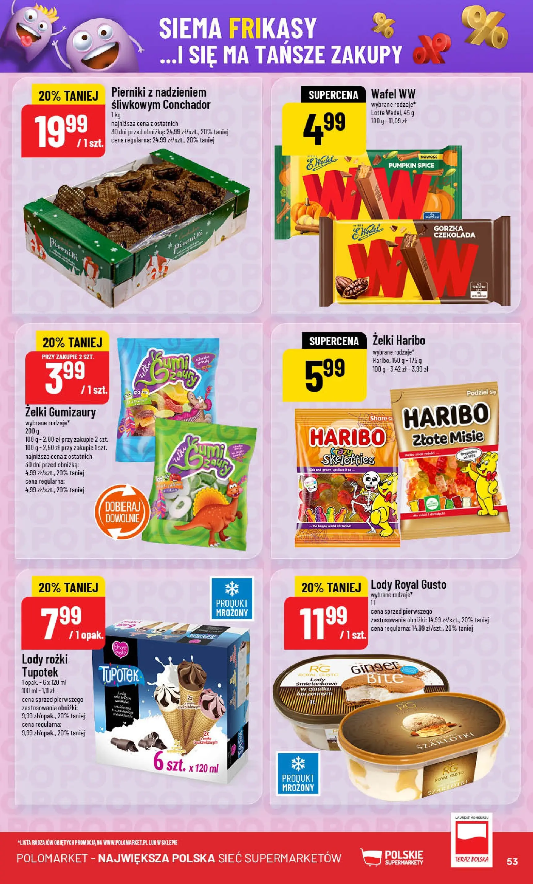 POLOmarket gazetka od jutra (22.10.2025) - Nowa PDF | Strona: 53 | Produkty: Lody rożki, Żelki, Czekolada, Lody