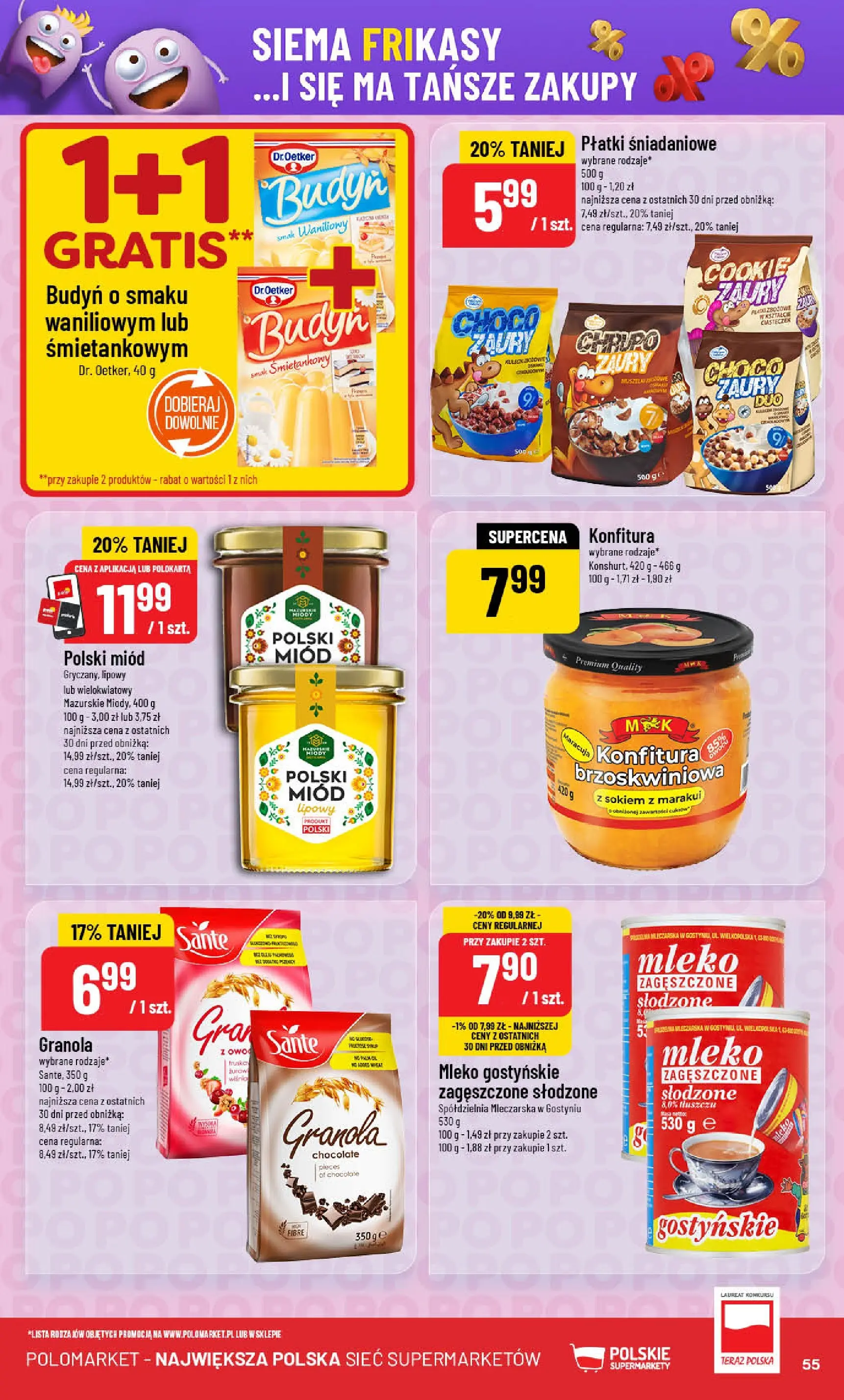 POLOmarket gazetka od jutra (22.10.2025) - Nowa PDF | Strona: 55 | Produkty: Miód, Granola, Mleko, Płatki
