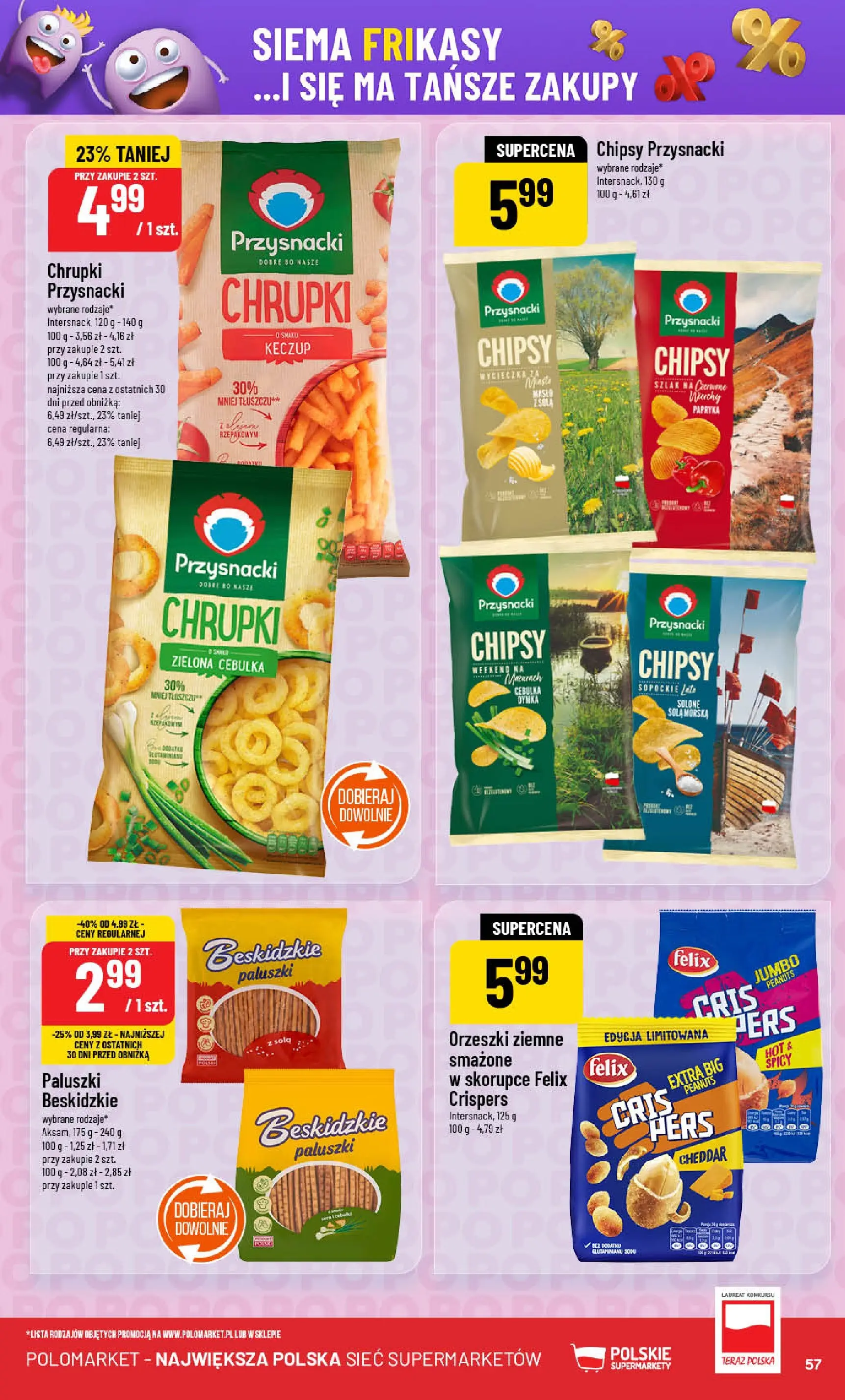 POLOmarket gazetka od jutra (22.10.2025) - Nowa PDF | Strona: 57 | Produkty: Chrupki, Papryka, Orzeszki ziemne, Cheddar