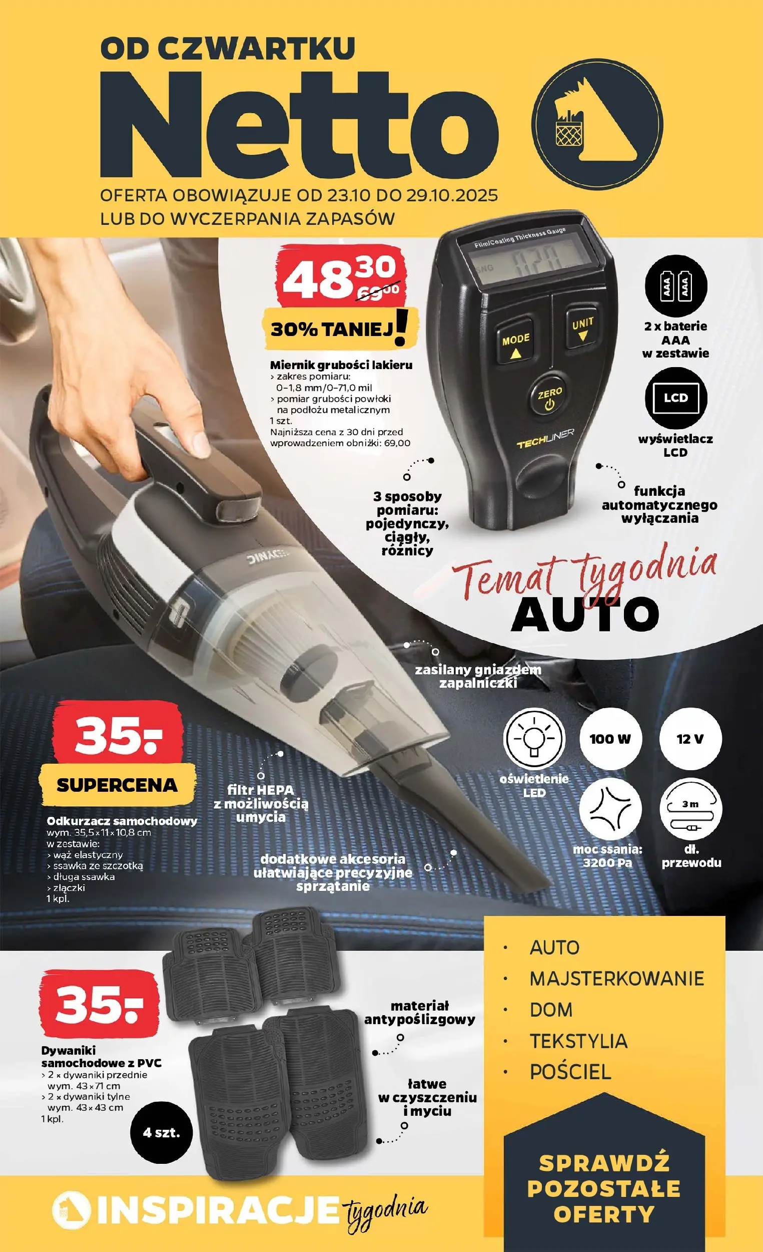 Netto gazetka - Non Food od 23.10.2025 - Aktualne promocje | Strona: 1 | Produkty: Pościel, Dywaniki, Odkurzacz, Tekstylia