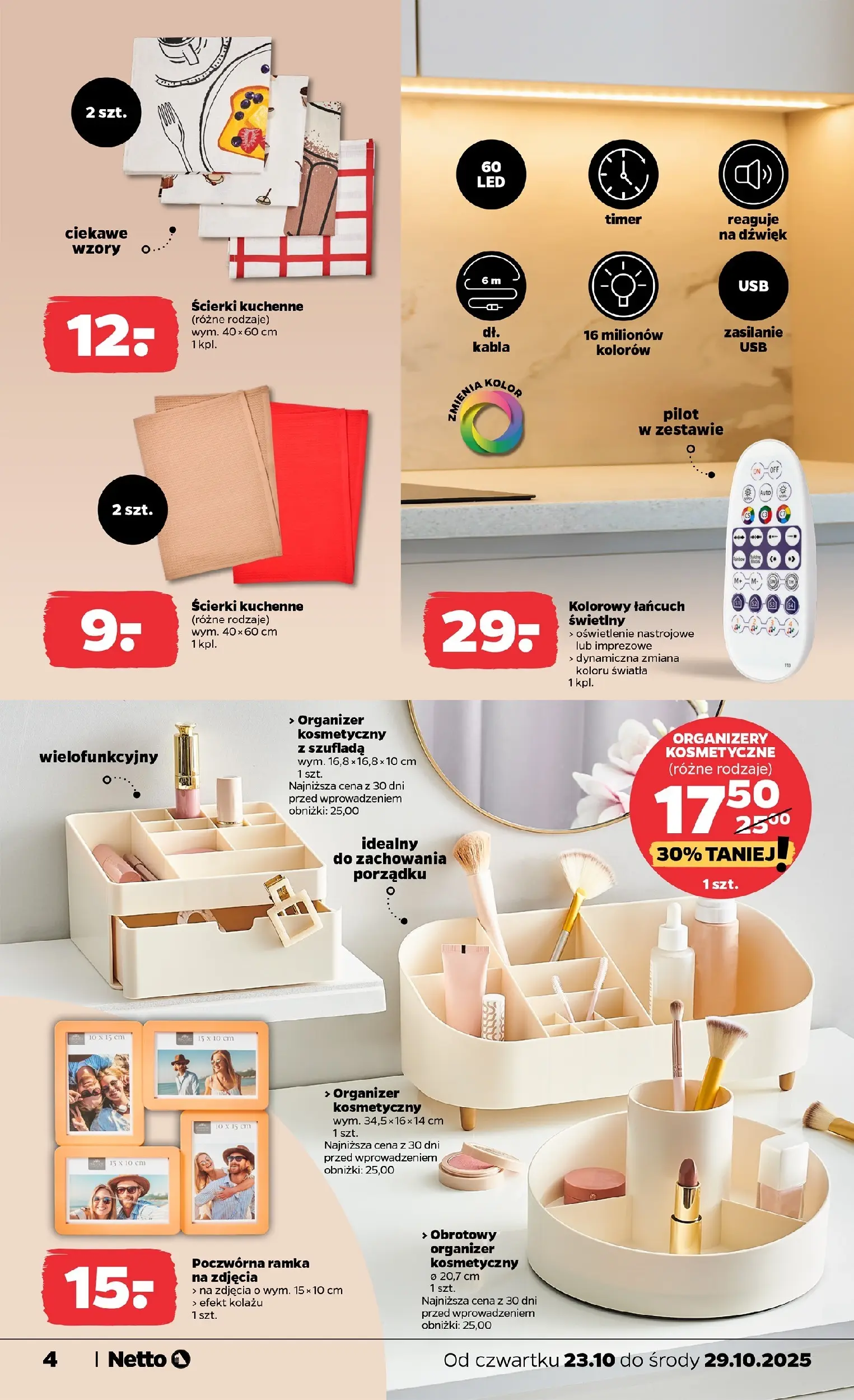 Netto gazetka - Non Food od 23.10.2025 - Aktualne promocje | Strona: 4 | Produkty: Ścierki kuchenne, Ramka