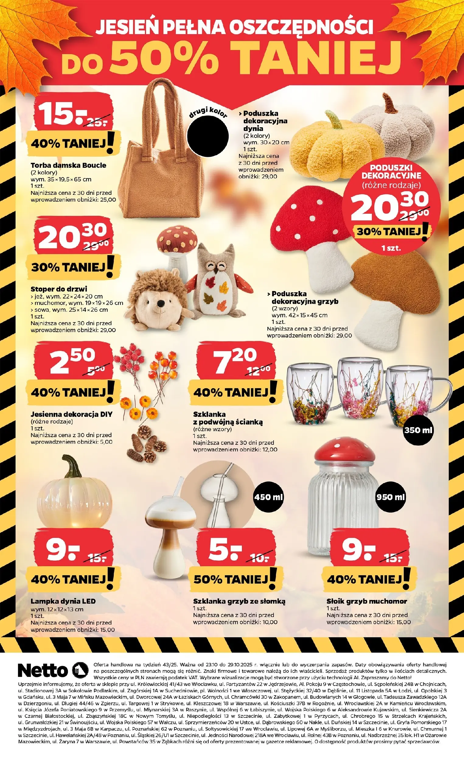 Netto gazetka - Non Food od 23.10.2025 - Aktualne promocje | Strona: 8 | Produkty: Szklanka, Dynia, Torba, Poduszka