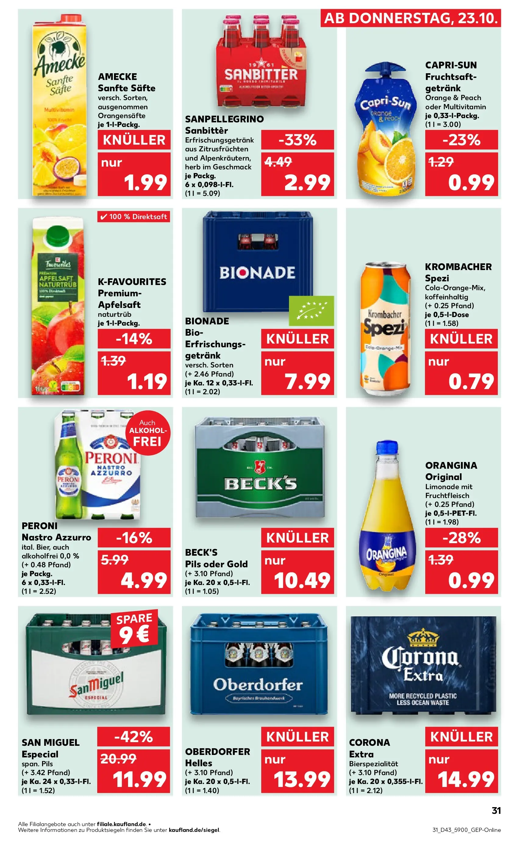 Prospekt Kaufland ab 22.10.2025 » Angebote Online zum Blättern | Seite: 31 | Produkte: Cola, Limonade, Bionade, Fruchtsaft