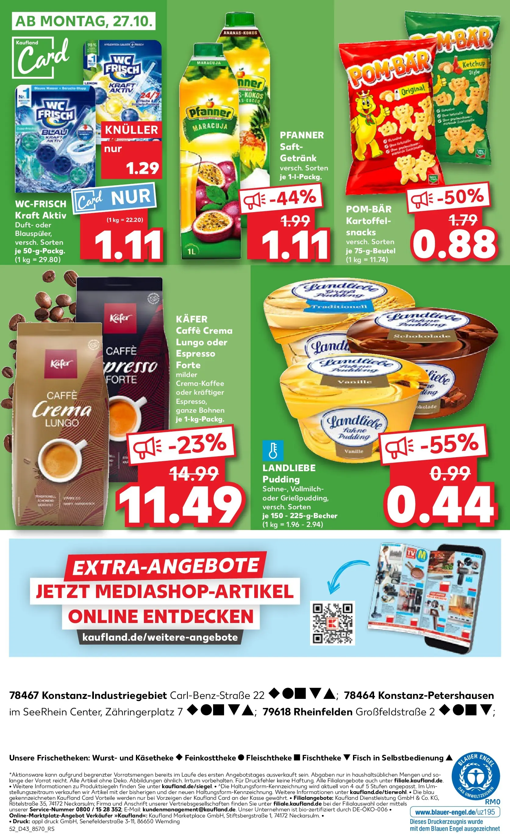 Prospekt Kaufland ab 23.10.2025 » Angebote Online zum Blättern | Seite: 52 | Produkte: Duft, Pudding, POM-BÄR, Saft