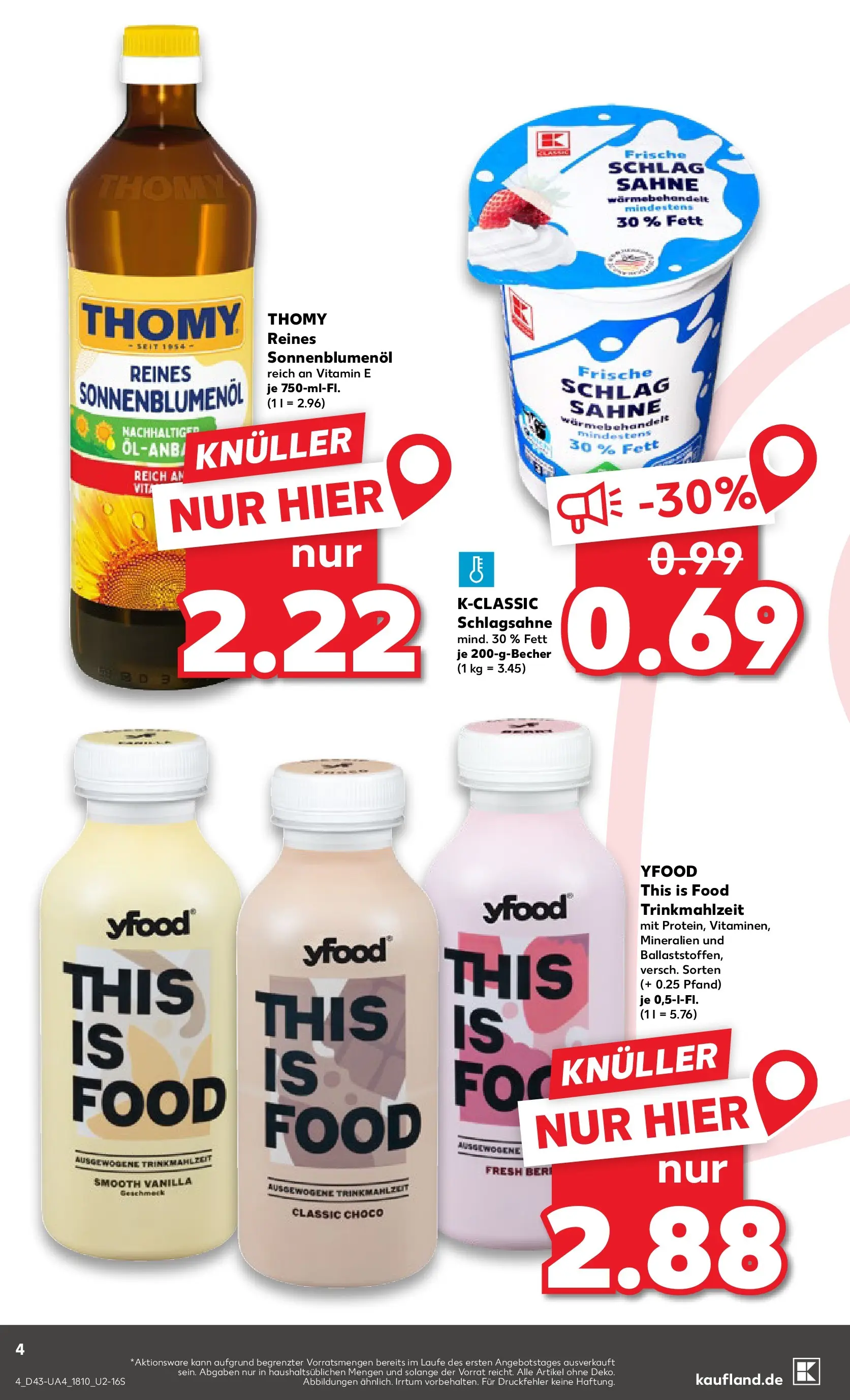 Prospekt Kaufland ab 23.10.2025 » Angebote und Werbung Online | Seite: 4 | Produkte: Schlagsahne, Sonnenblumenol, YFood, Sahne Prospekt Kaufland ab 23.10.2025 » Angebote Online zum Blättern | Seite: 4 | Produkte: Schlagsahne, Sonnenblumenol, YFood, Sahne