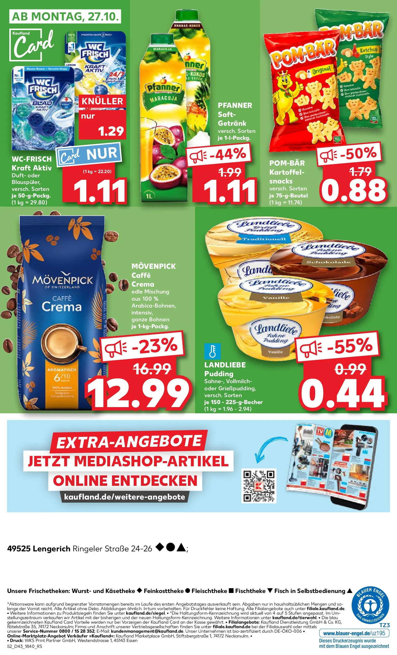 Prospekt Kaufland ab 23.10.2025 » Angebote Online zum Blättern | Seite: 52 | Produkte: Pudding, POM-BÄR, Wc frisch, Wurst