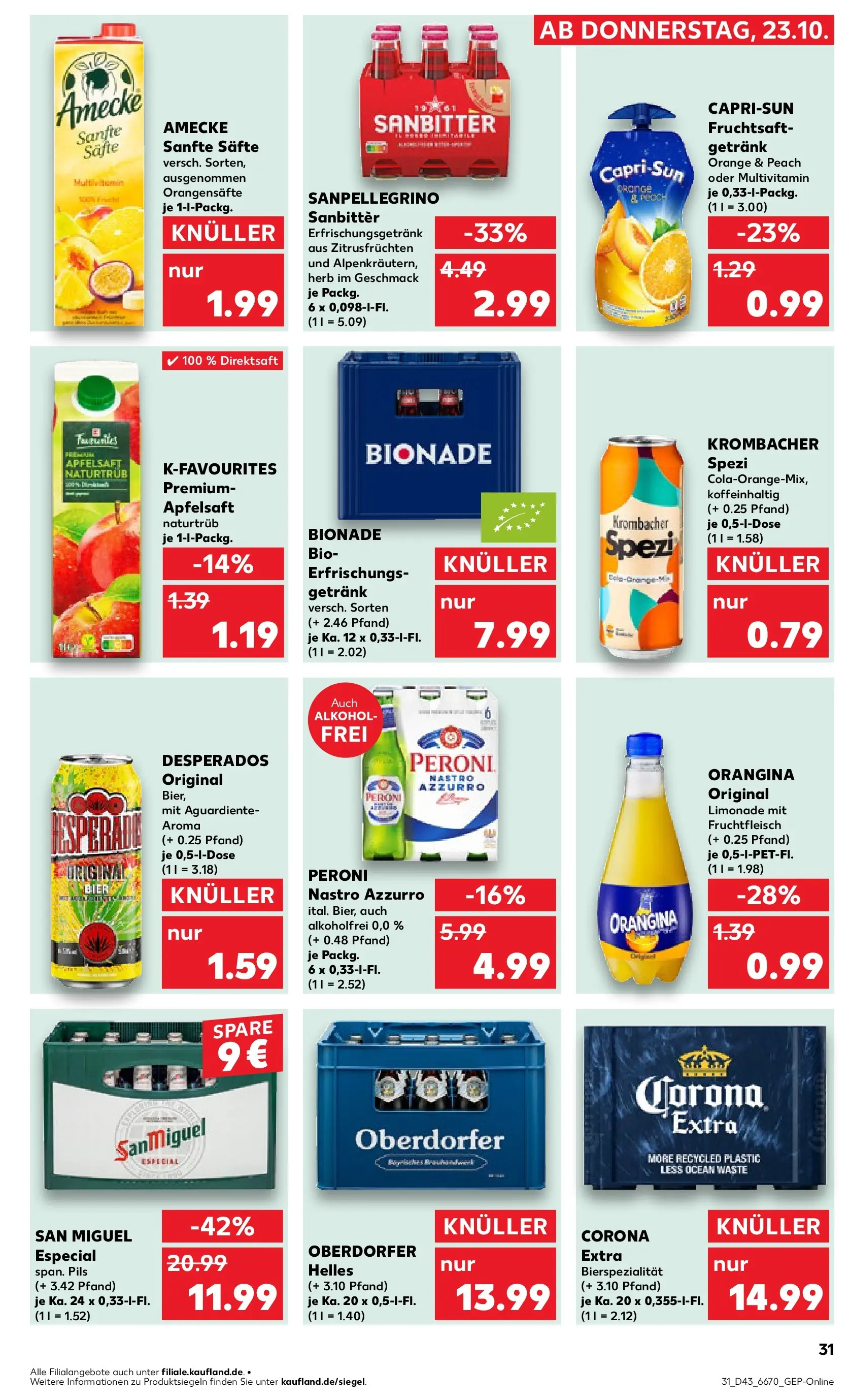 Prospekt Kaufland ab 22.10.2025 » Angebote Online zum Blättern | Seite: 31 | Produkte: Bier, Apfelsaft, Apple, Desperados