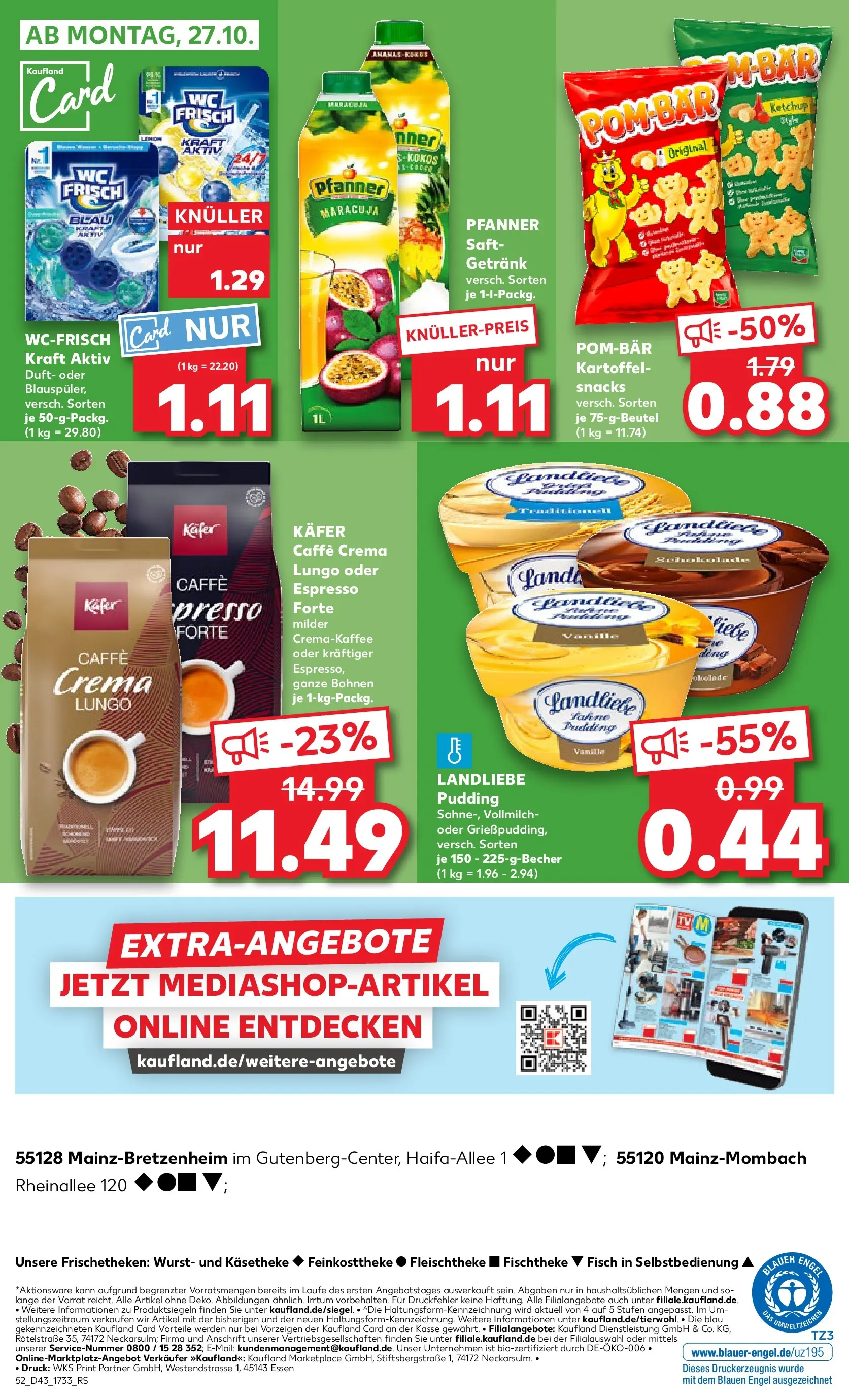 Prospekt Kaufland ab 23.10.2025 » Angebote Online zum Blättern | Seite: 52 | Produkte: Duft, Pudding, POM-BÄR, Saft