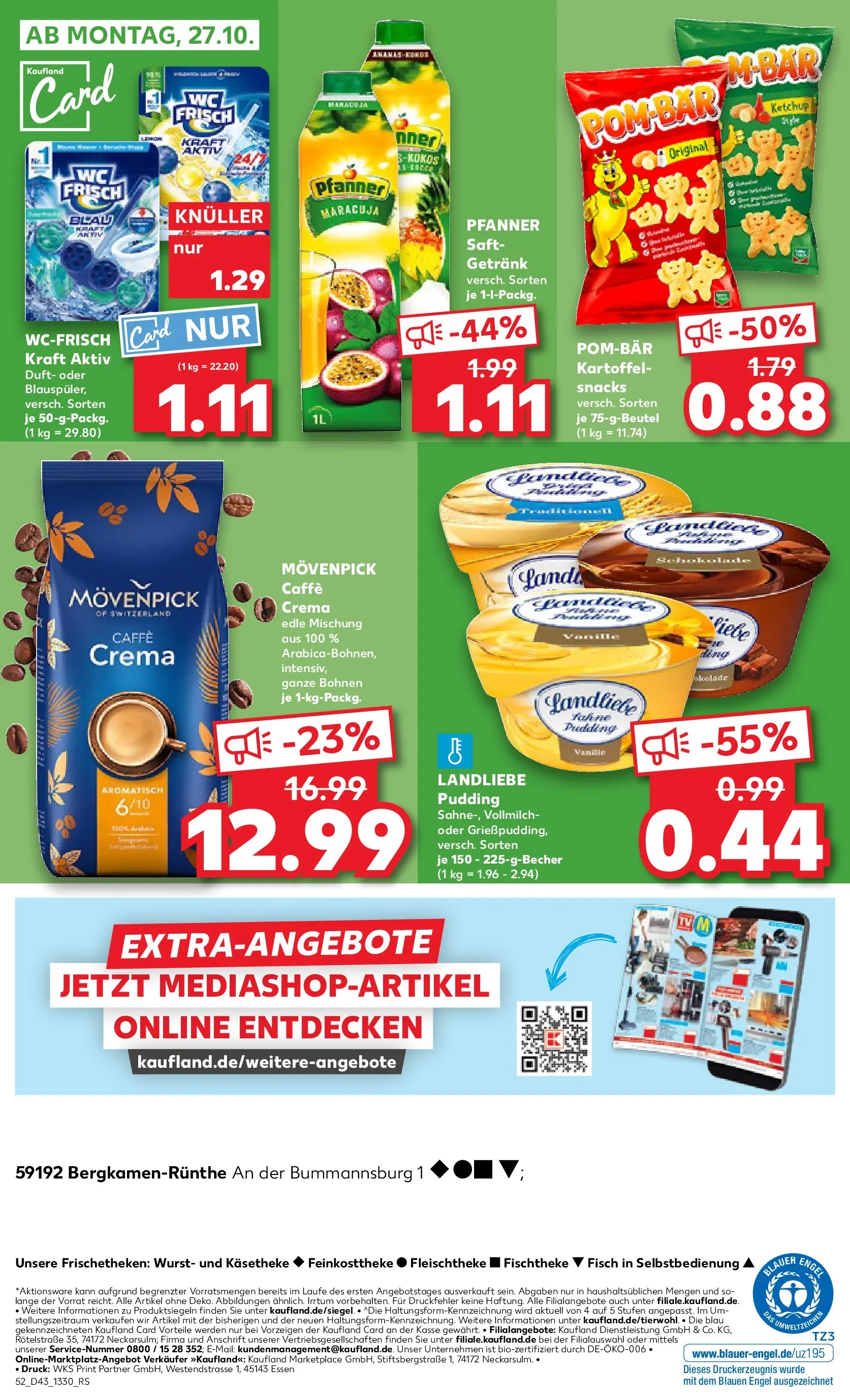 Prospekt Kaufland ab 22.10.2025 » Angebote Online zum Blättern | Seite: 52 | Produkte: Pudding, POM-BÄR, Wurst, Saft