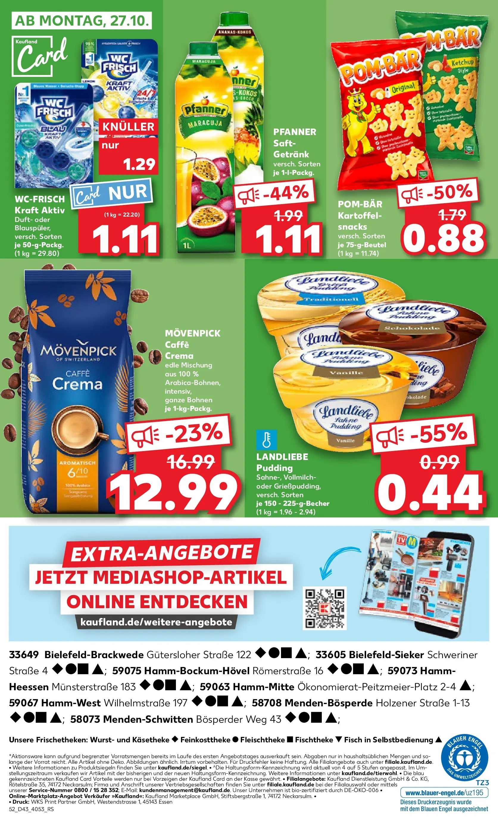 Prospekt Kaufland ab 23.10.2025 » Angebote Online zum Blättern | Seite: 52 | Produkte: Duft, Pudding, Saft, Chips
