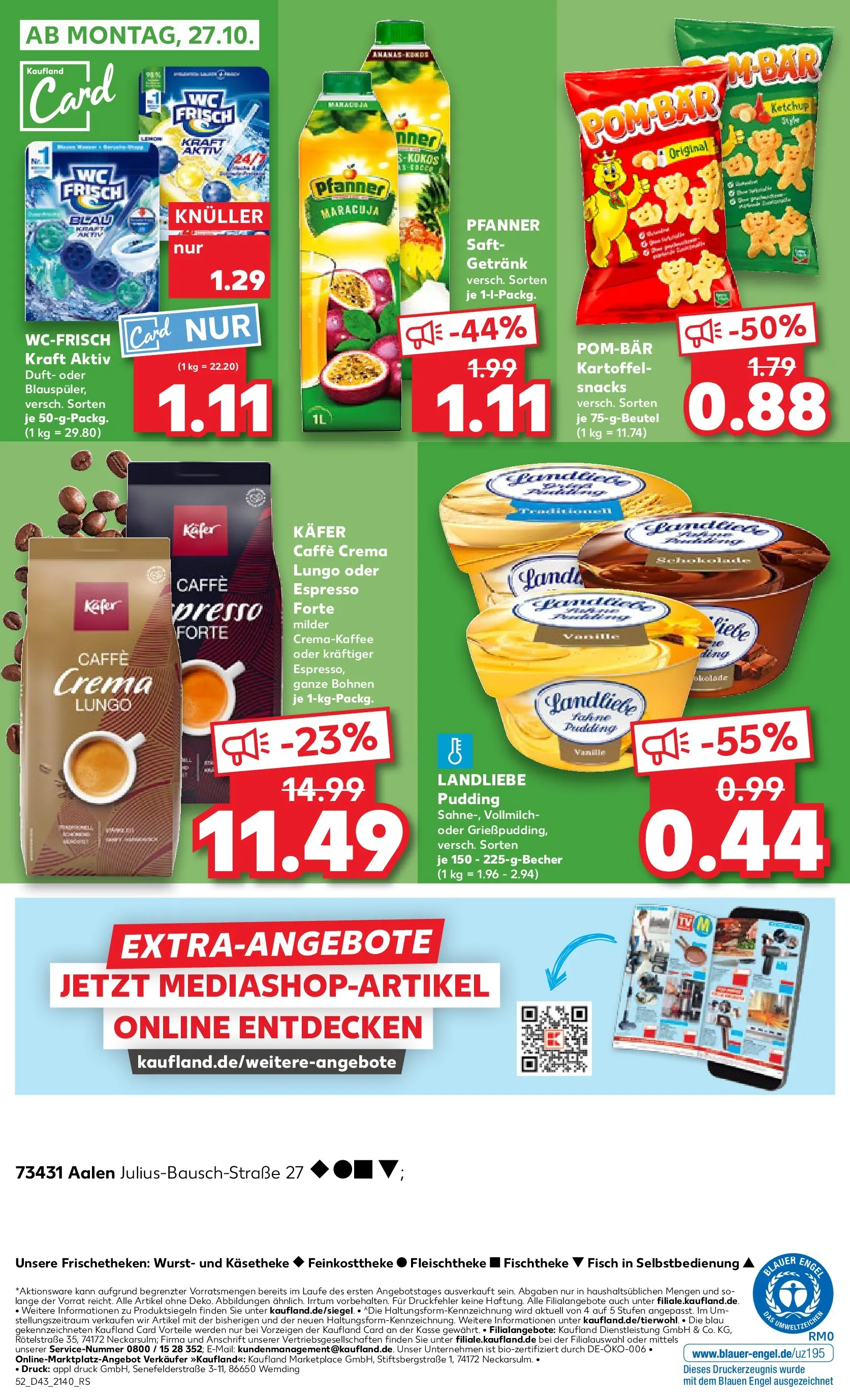 Prospekt Kaufland ab 23.10.2025 » Angebote Online zum Blättern | Seite: 52 | Produkte: Duft, POM-BÄR, Wurst, Saft
