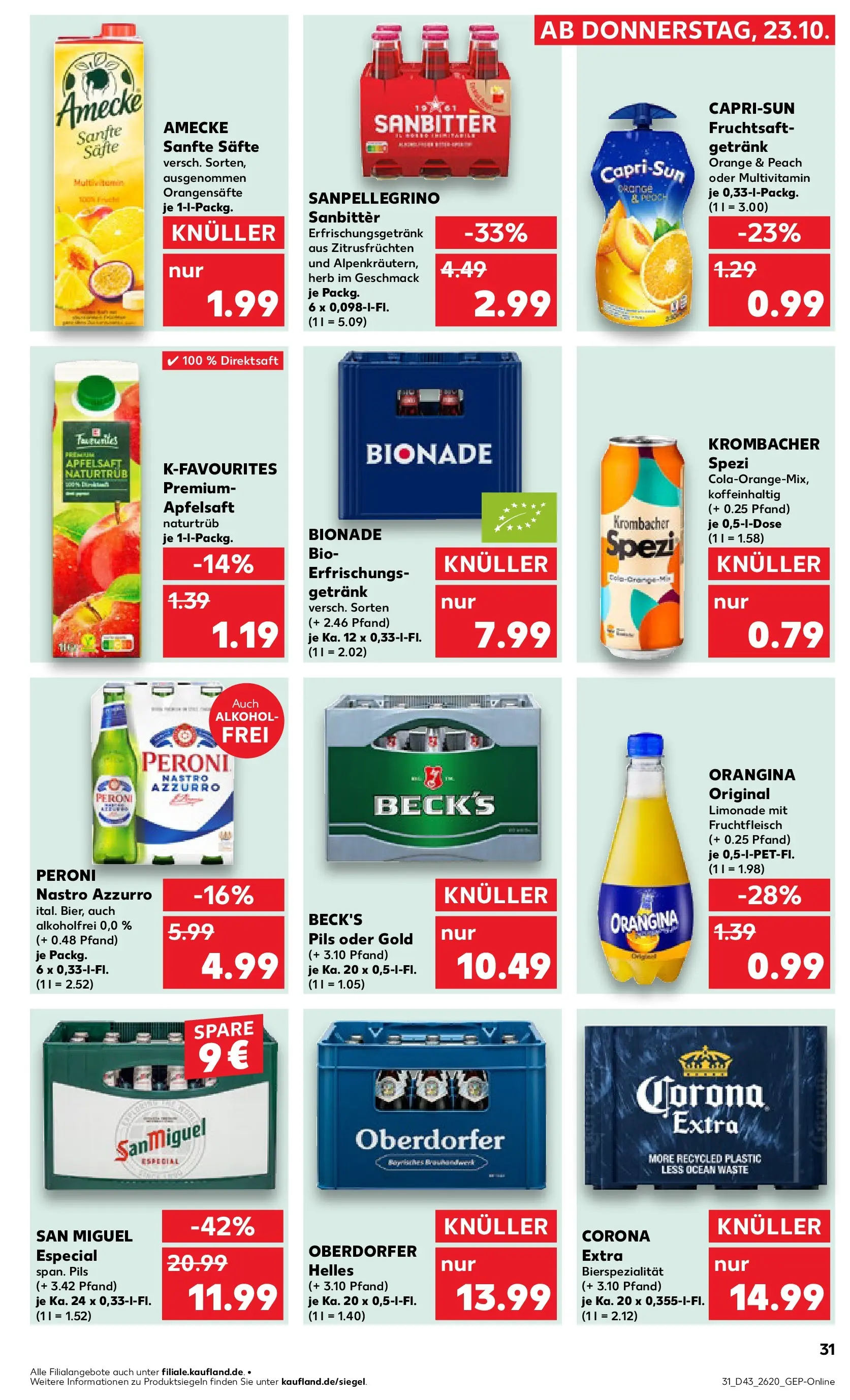 Prospekt Kaufland ab 22.10.2025 » Angebote Online zum Blättern | Seite: 31 | Produkte: Limonade, Bionade, Apfelsaft, Fruchtsaft