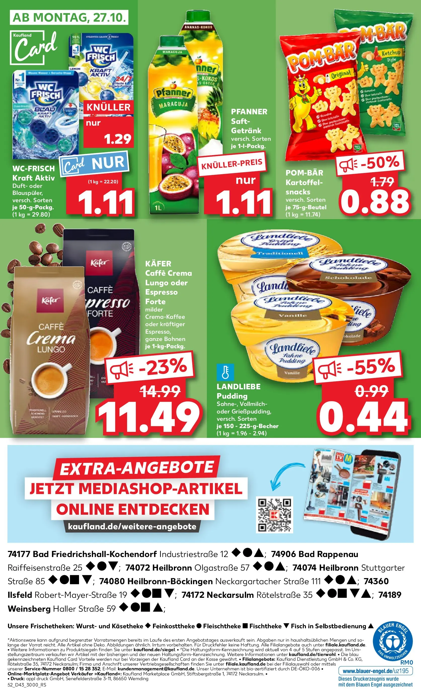 Prospekt Kaufland ab 23.10.2025 » Angebote Online zum Blättern | Seite: 52 | Produkte: Bad, Duft, POM-BÄR, Saft