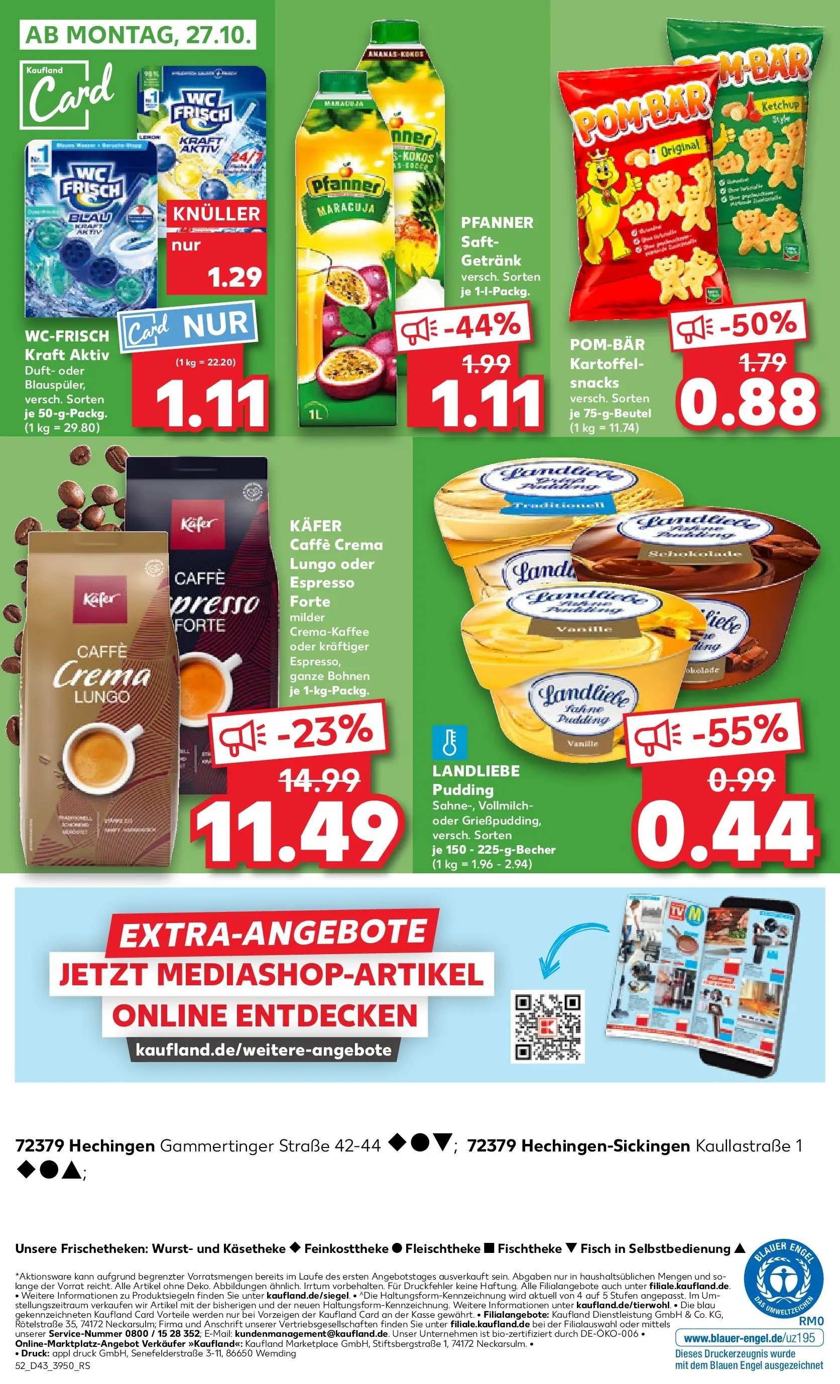 Prospekt Kaufland ab 22.10.2025 » Angebote Online zum Blättern | Seite: 52 | Produkte: Duft, Pudding, Wurst, Saft