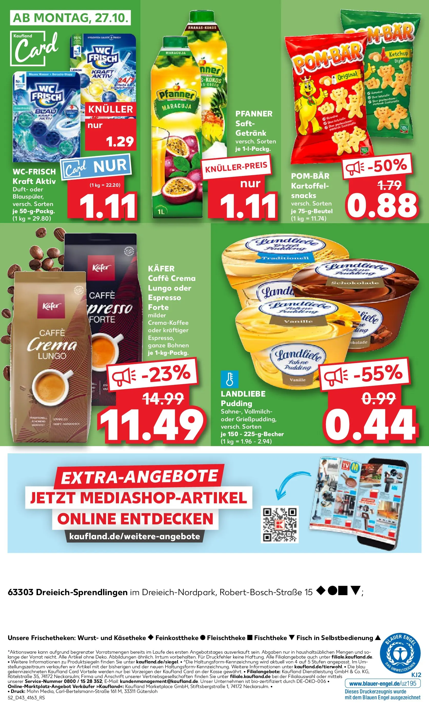 Prospekt Kaufland ab 22.10.2025 » Angebote Online zum Blättern | Seite: 52 | Produkte: Pudding, POM-BÄR, Wurst, Saft