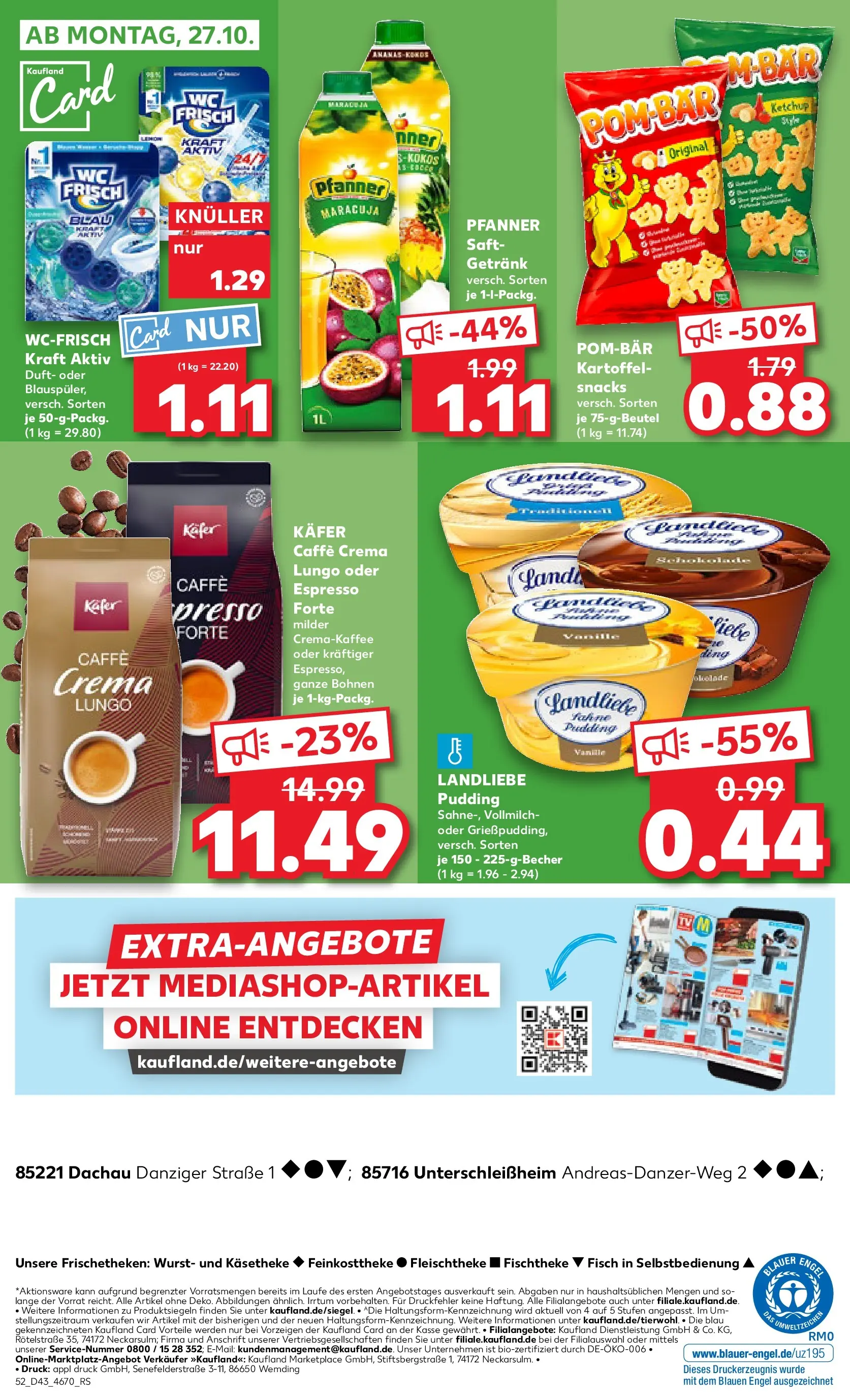Prospekt Kaufland ab 23.10.2025 » Angebote Online zum Blättern | Seite: 52 | Produkte: Pudding, POM-BÄR, Wurst, Saft