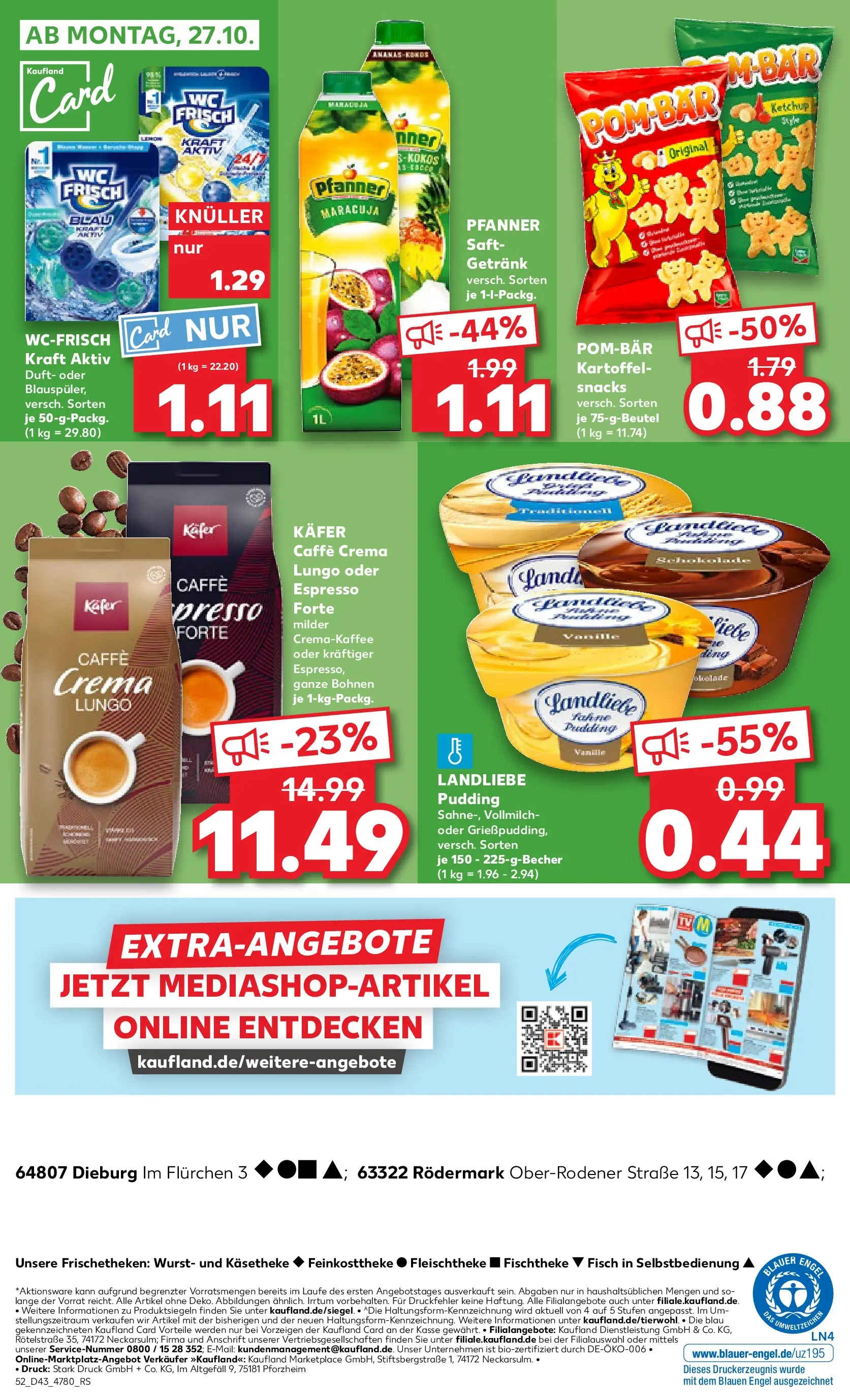 Prospekt Kaufland ab 23.10.2025 » Angebote Online zum Blättern | Seite: 52 | Produkte: Pudding, POM-BÄR, Saft, Ketchup