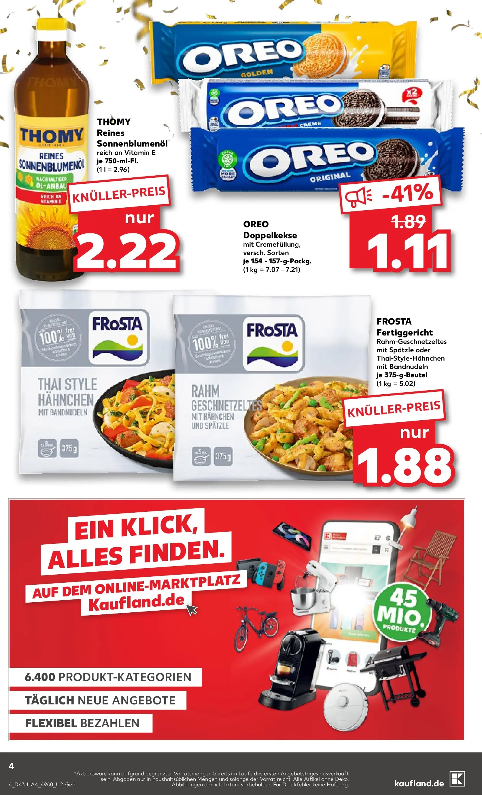 Prospekt Kaufland ab 23.10.2025 » Angebote und Werbung Online | Seite: 4 | Produkte: Hahnchen, Sonnenblumenol, Creme, Frosta Prospekt Kaufland ab 23.10.2025 » Angebote Online zum Blättern | Seite: 4 | Produkte: Hahnchen, Sonnenblumenol, Creme, Frosta