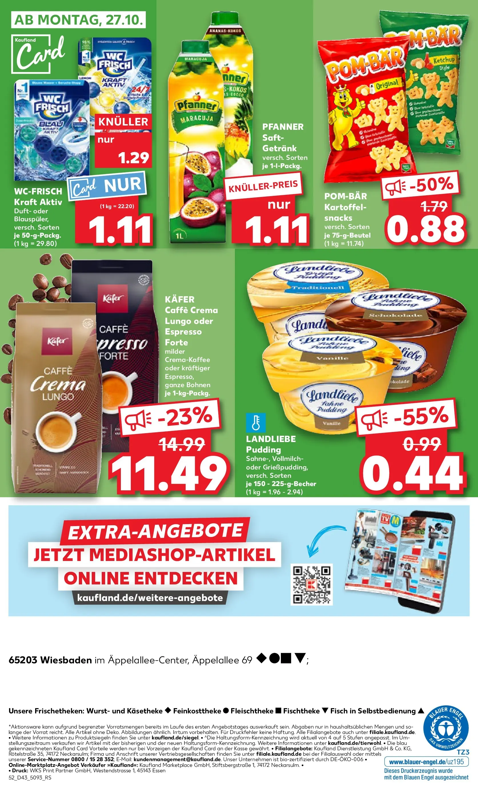 Prospekt Kaufland ab 22.10.2025 » Angebote Online zum Blättern | Seite: 52 | Produkte: Pudding, POM-BÄR, Wurst, Saft