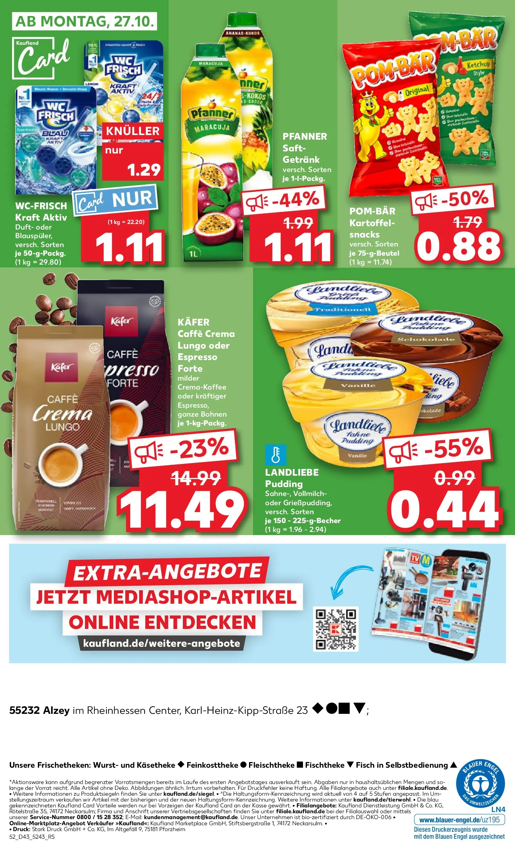 Prospekt Kaufland ab 22.10.2025 » Angebote Online zum Blättern | Seite: 52 | Produkte: Pudding, Wc frisch, Wurst, Saft