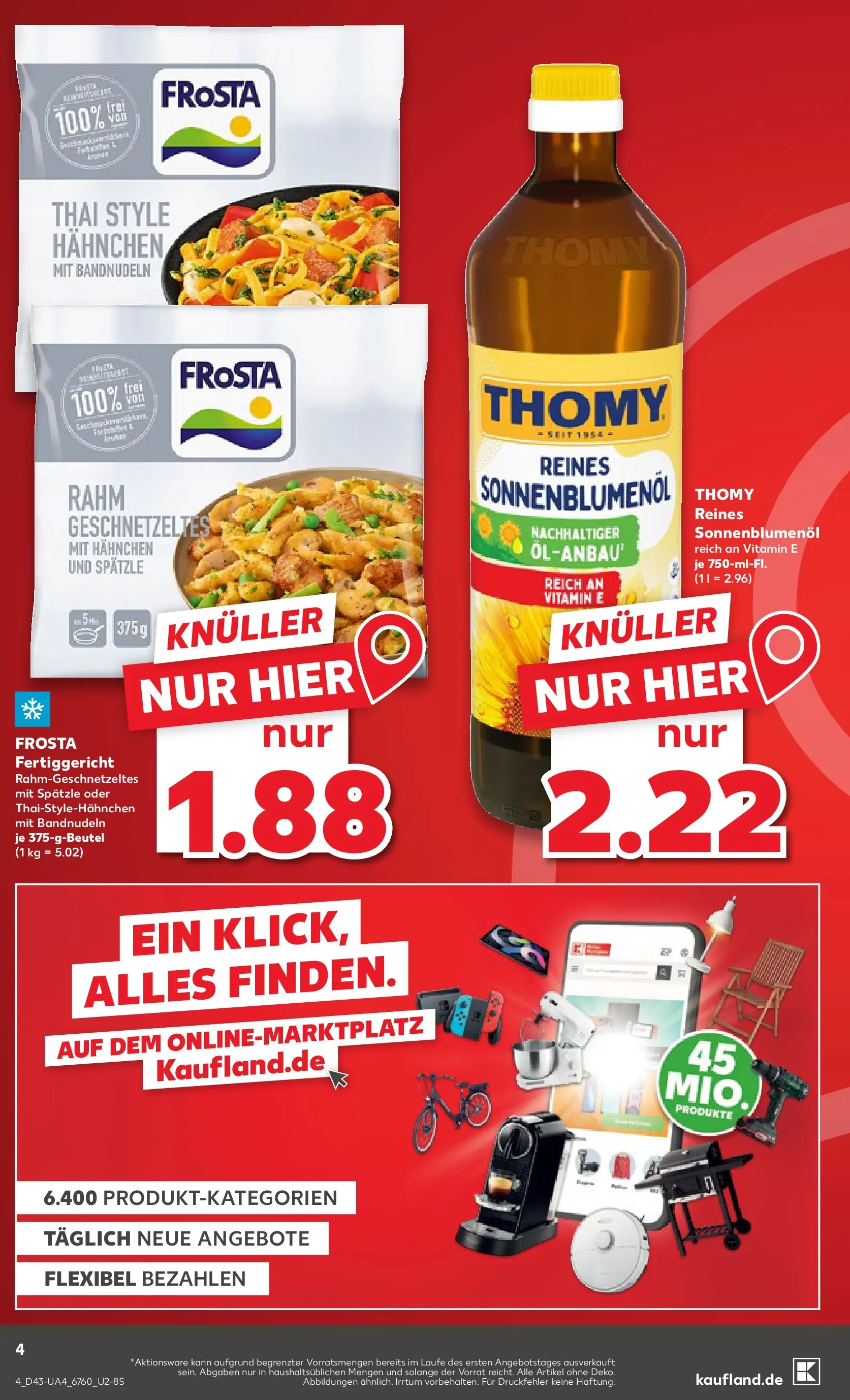 Prospekt Kaufland ab 23.10.2025 » Angebote und Werbung Online | Seite: 4 | Produkte: Hahnchen, Sonnenblumenol, Frosta Prospekt Kaufland ab 23.10.2025 » Angebote Online zum Blättern | Seite: 4 | Produkte: Hahnchen, Sonnenblumenol, Frosta